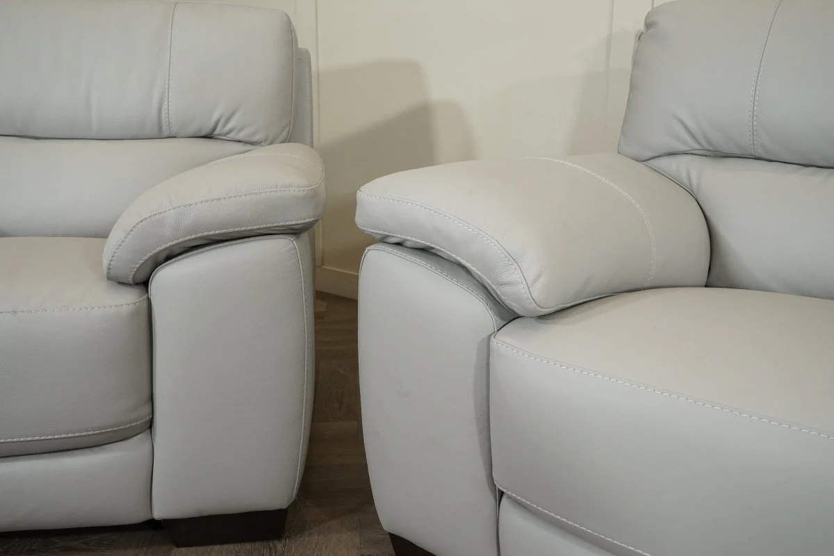 Haven Large 3 Seater Leather Sofa & Armchair, Dove Grey - Image 6