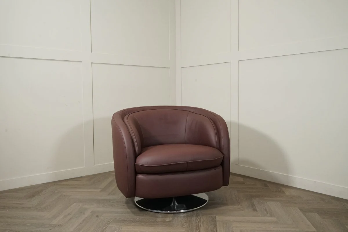 Haven Swivel Chair, Plum Leather - Image 5