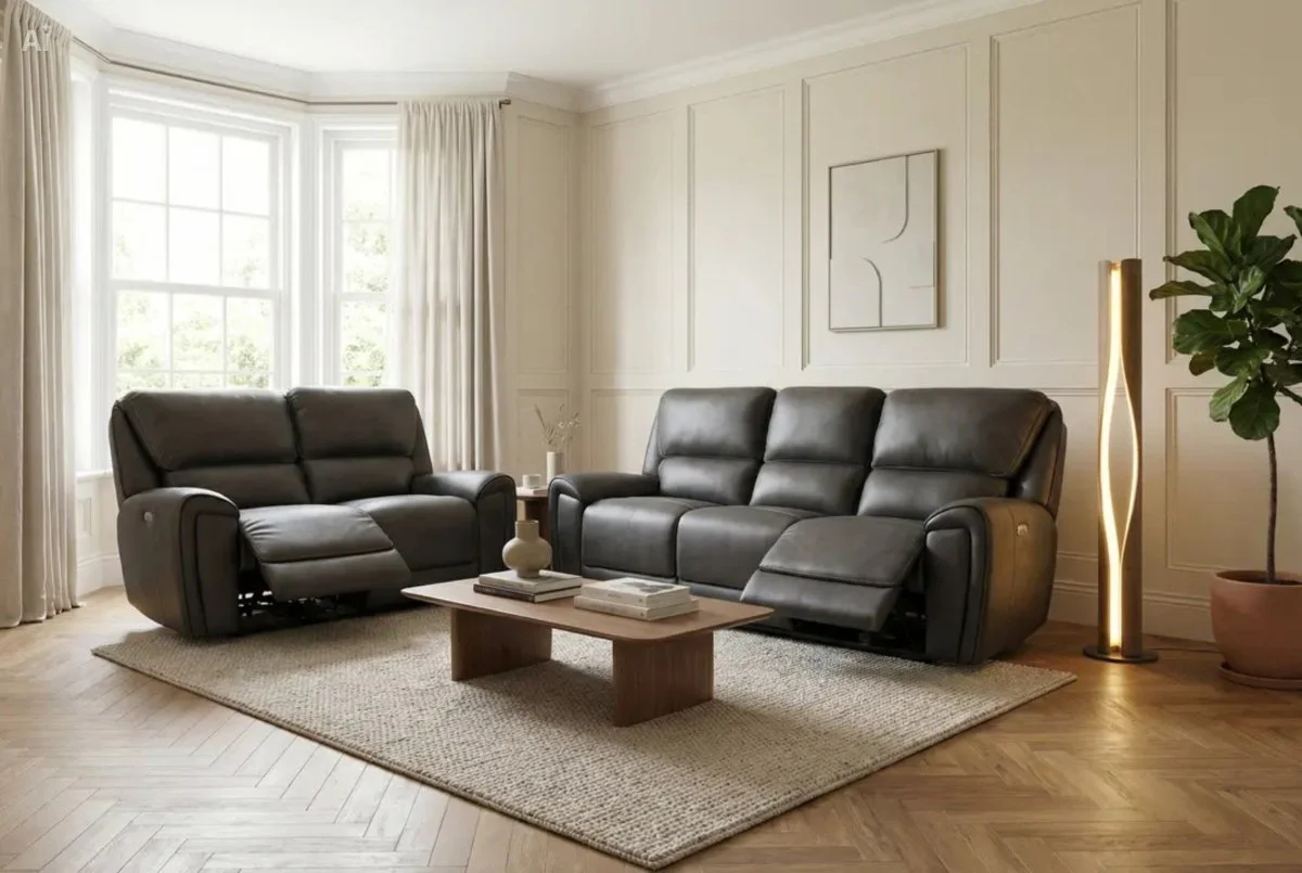 Hudson 3 + 2 Seater Power Reclining Sofa Set – Endurance Fabric – Graphite - Image 2