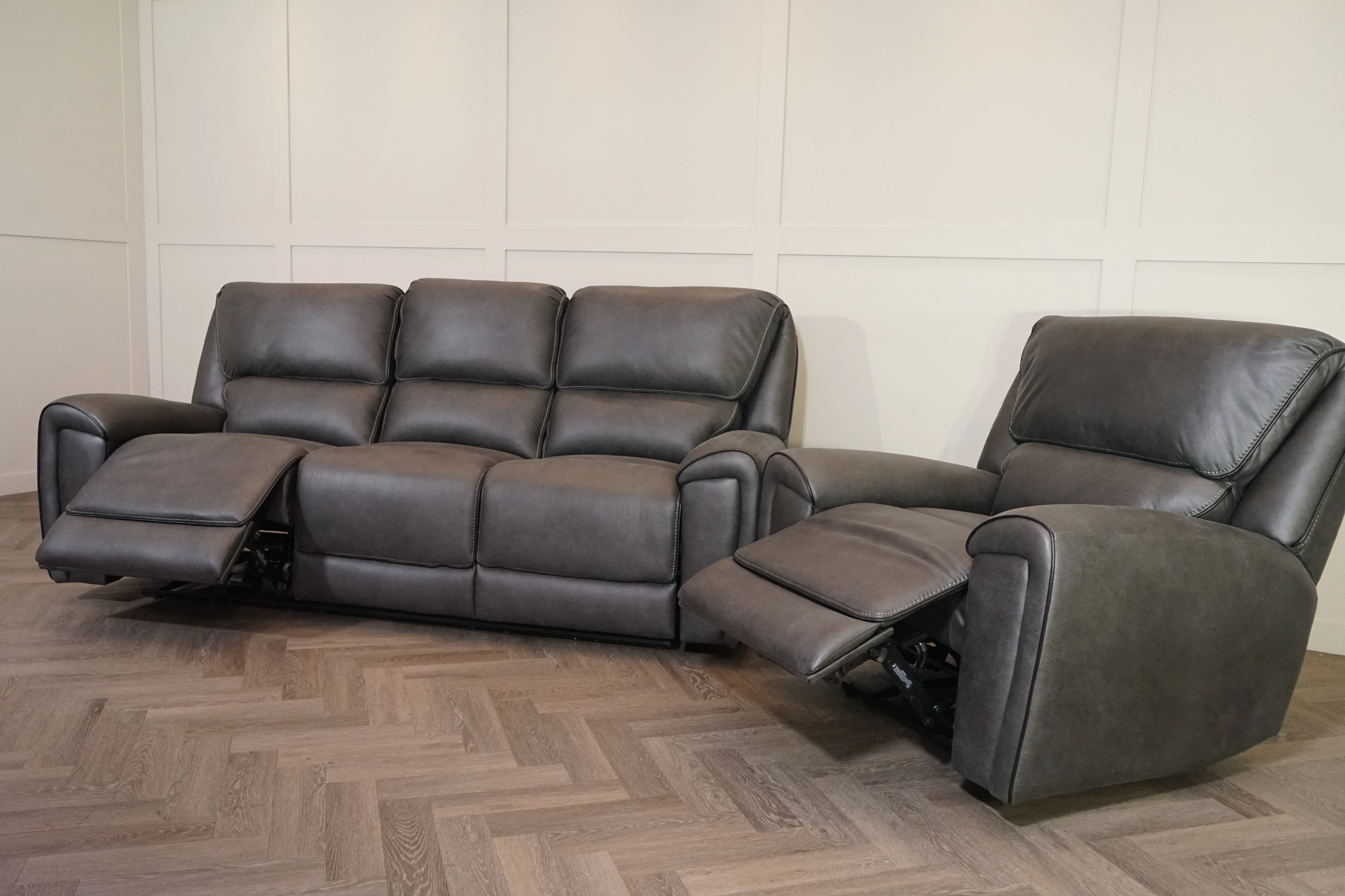 Hudson 3 Seater Power Reclining Sofa & Armchair Set – Endurance Fabric – Graphite - Image 11