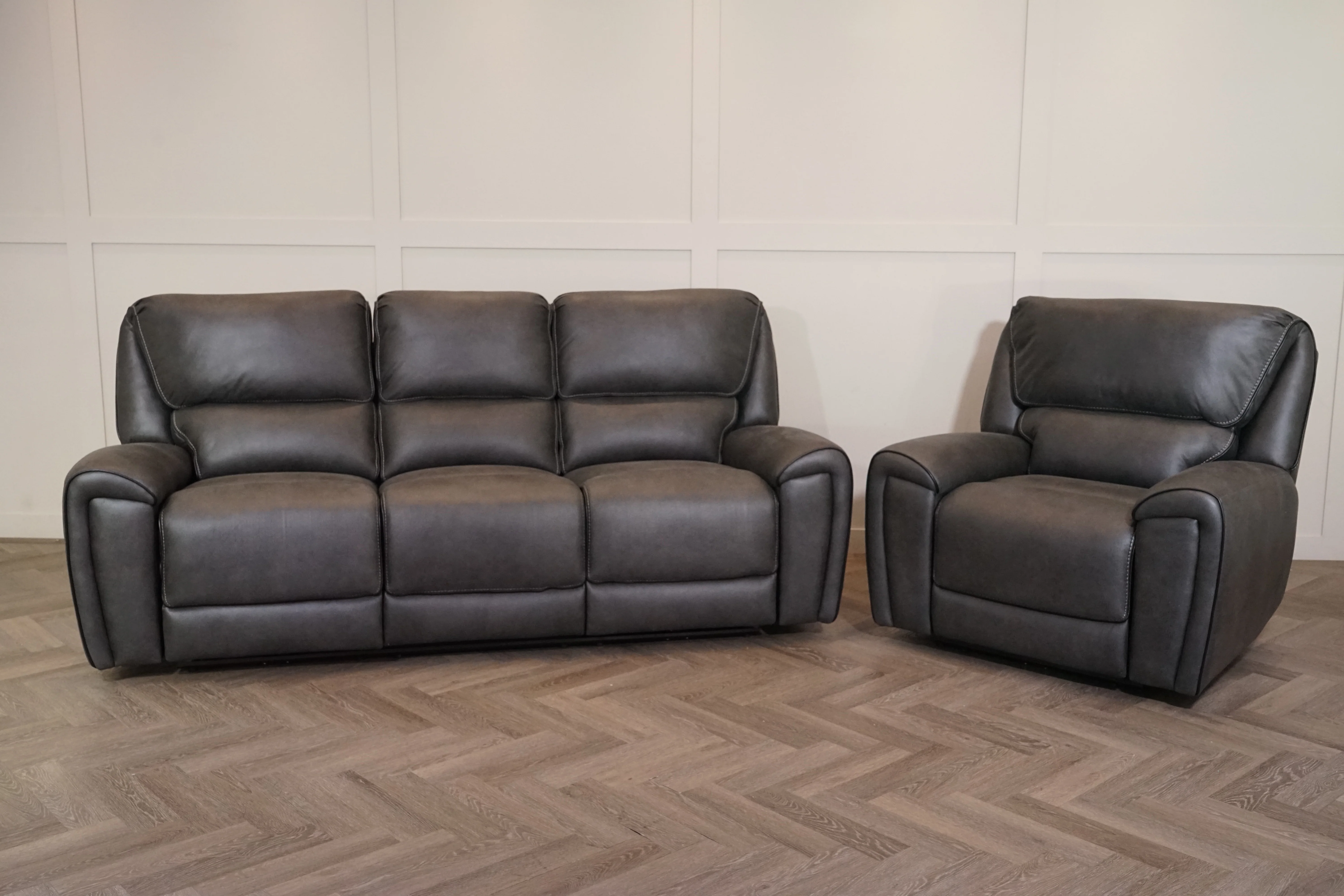Hudson 3 Seater Power Reclining Sofa & Armchair Set – Endurance Fabric – Graphite - Image 14
