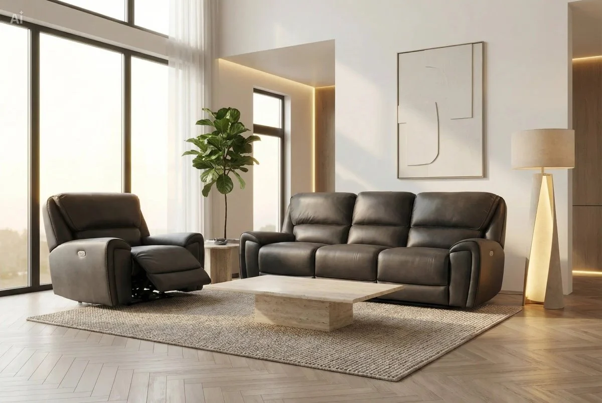 Hudson 3 Seater Power Reclining Sofa & Armchair Set – Endurance Fabric – Graphite - Image 3