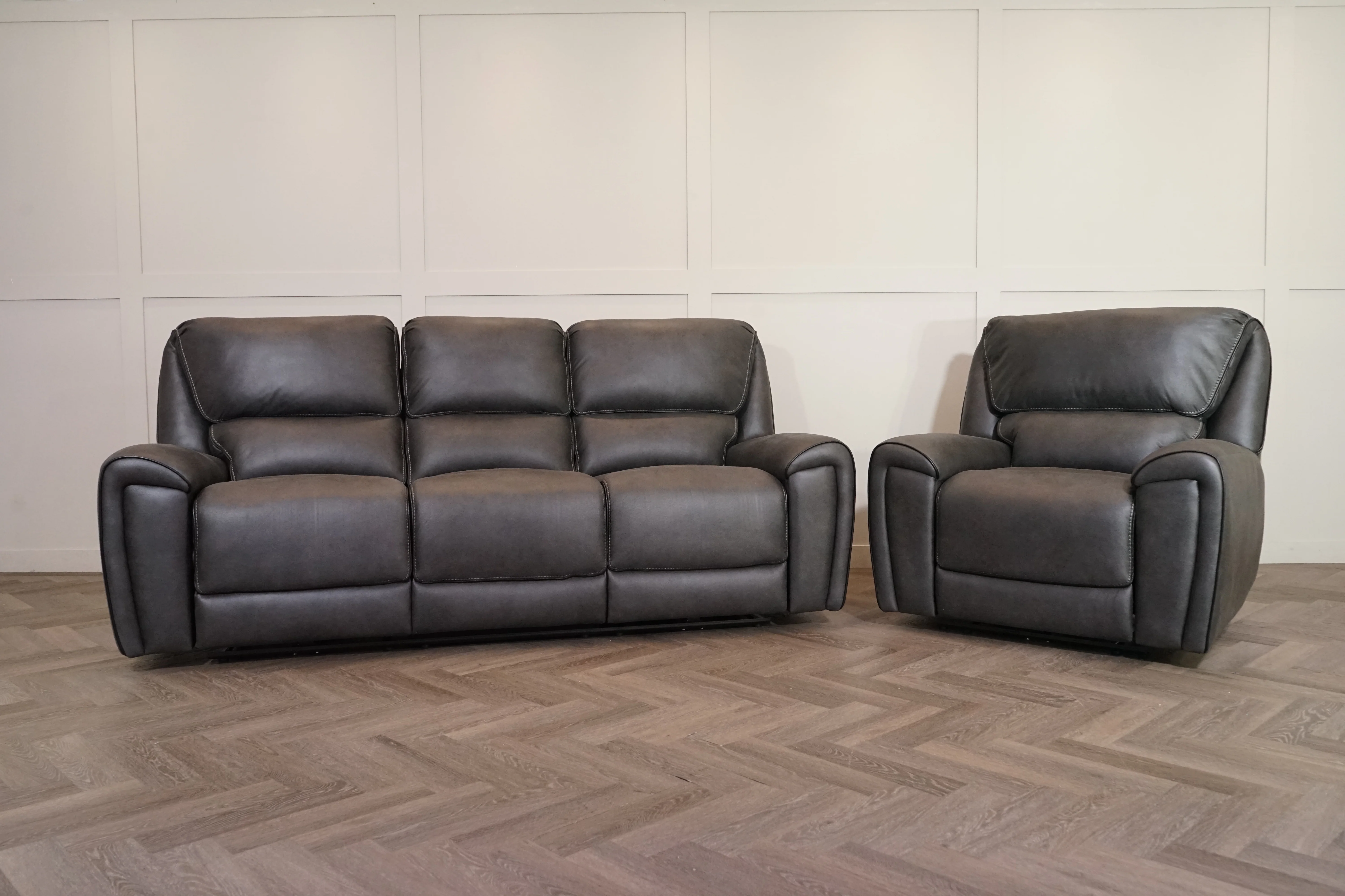 Hudson 3 Seater Power Reclining Sofa & Armchair Set – Endurance Fabric – Graphite - Image 5