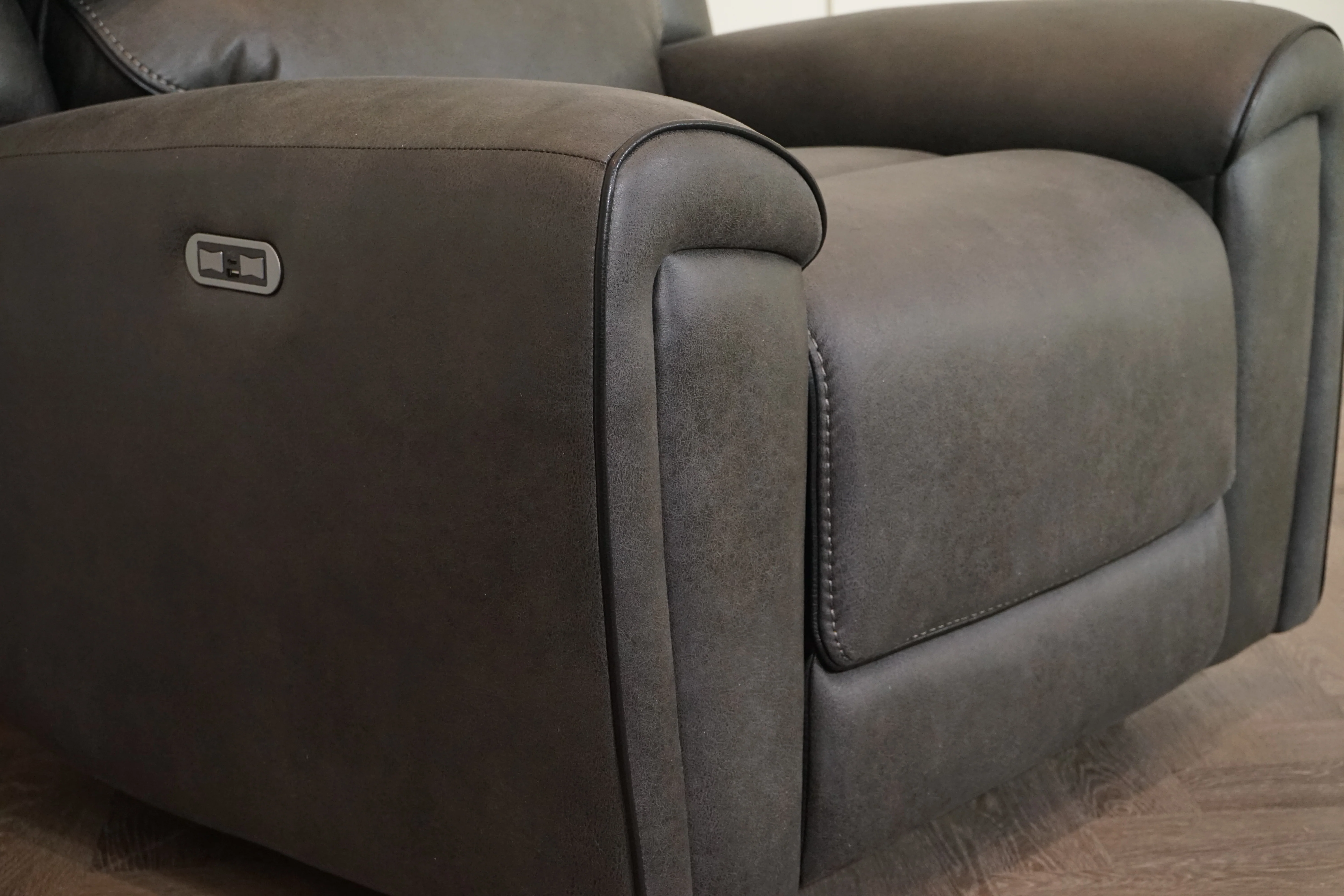 Hudson 3 Seater Power Reclining Sofa & Armchair Set – Endurance Fabric – Graphite - Image 6