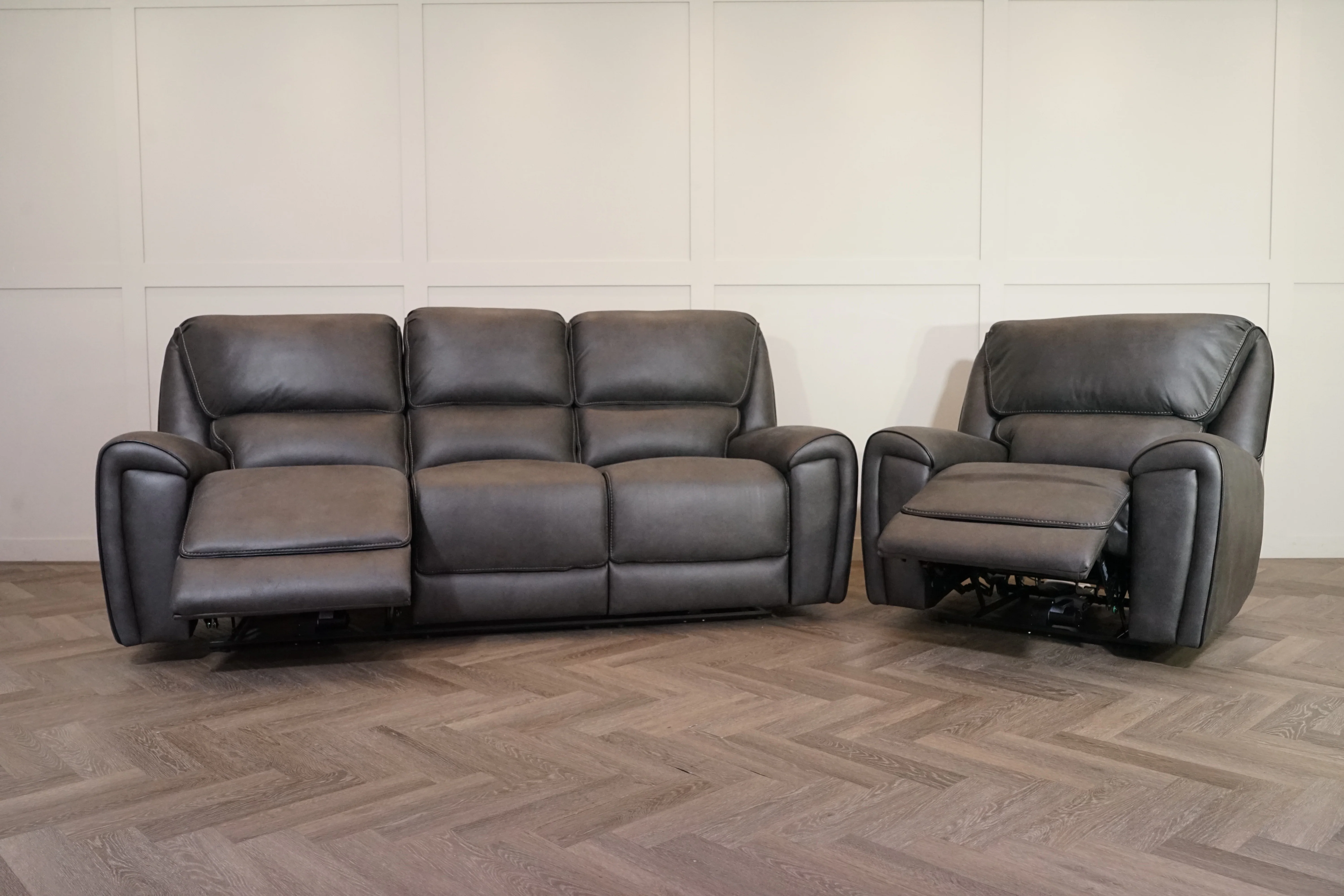 Hudson 3 Seater Power Reclining Sofa & Armchair Set – Endurance Fabric – Graphite - Image 9