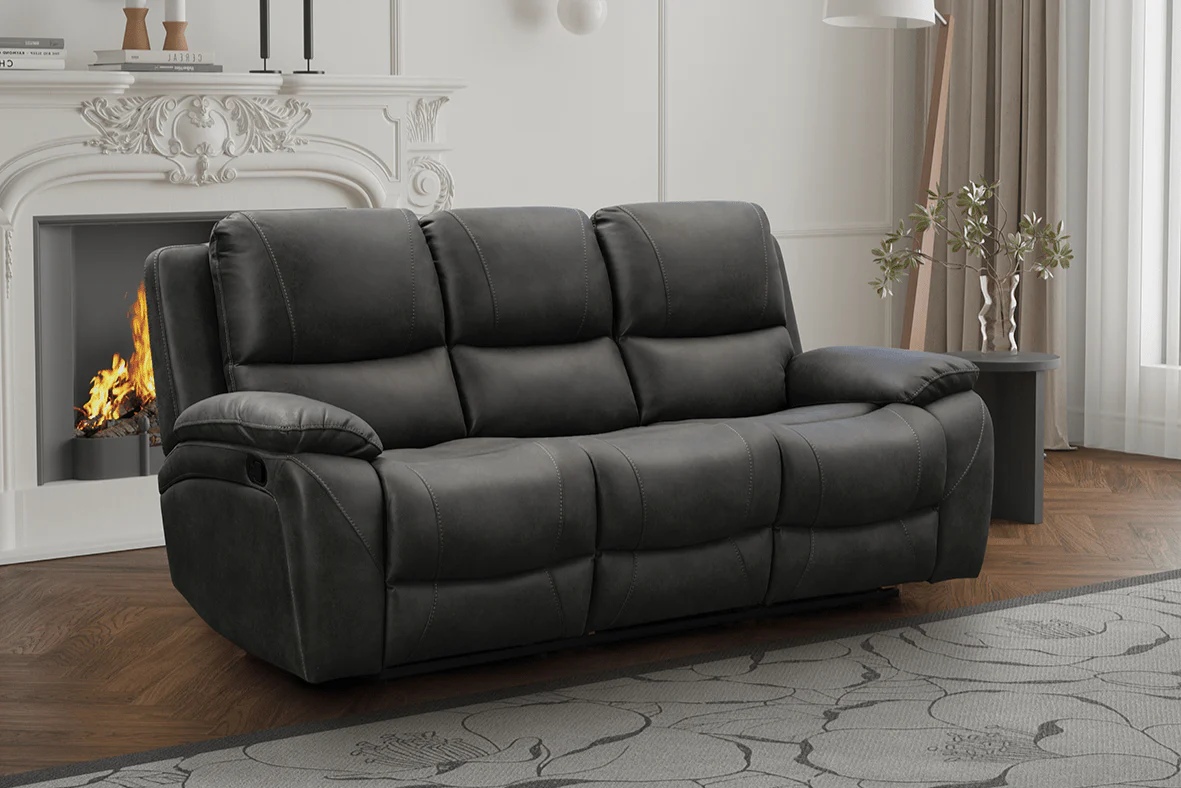 Isobel 3 Seater Manual Recliner Sofa, Endurance Charcoal - Image 3