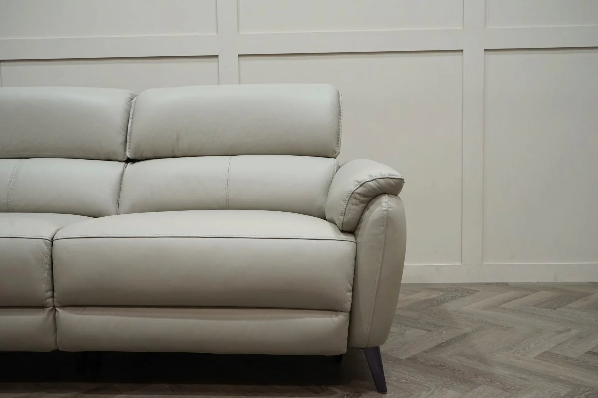 Jade 3 + 2 Seater Leather Power Reclining Sofa with Telescopic Headrests, Lead Grey - Image 13