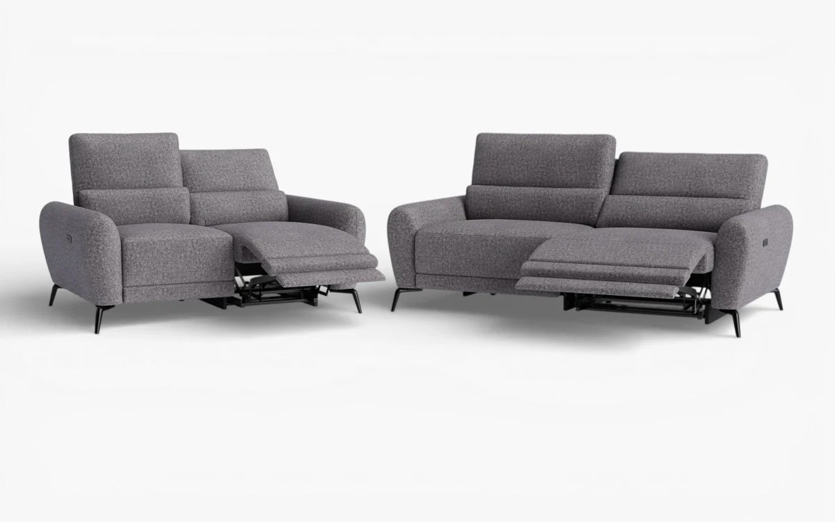 Jasmine Fabric 3 + 2 Seater Power Recliner Sofa Set, Monique Steel