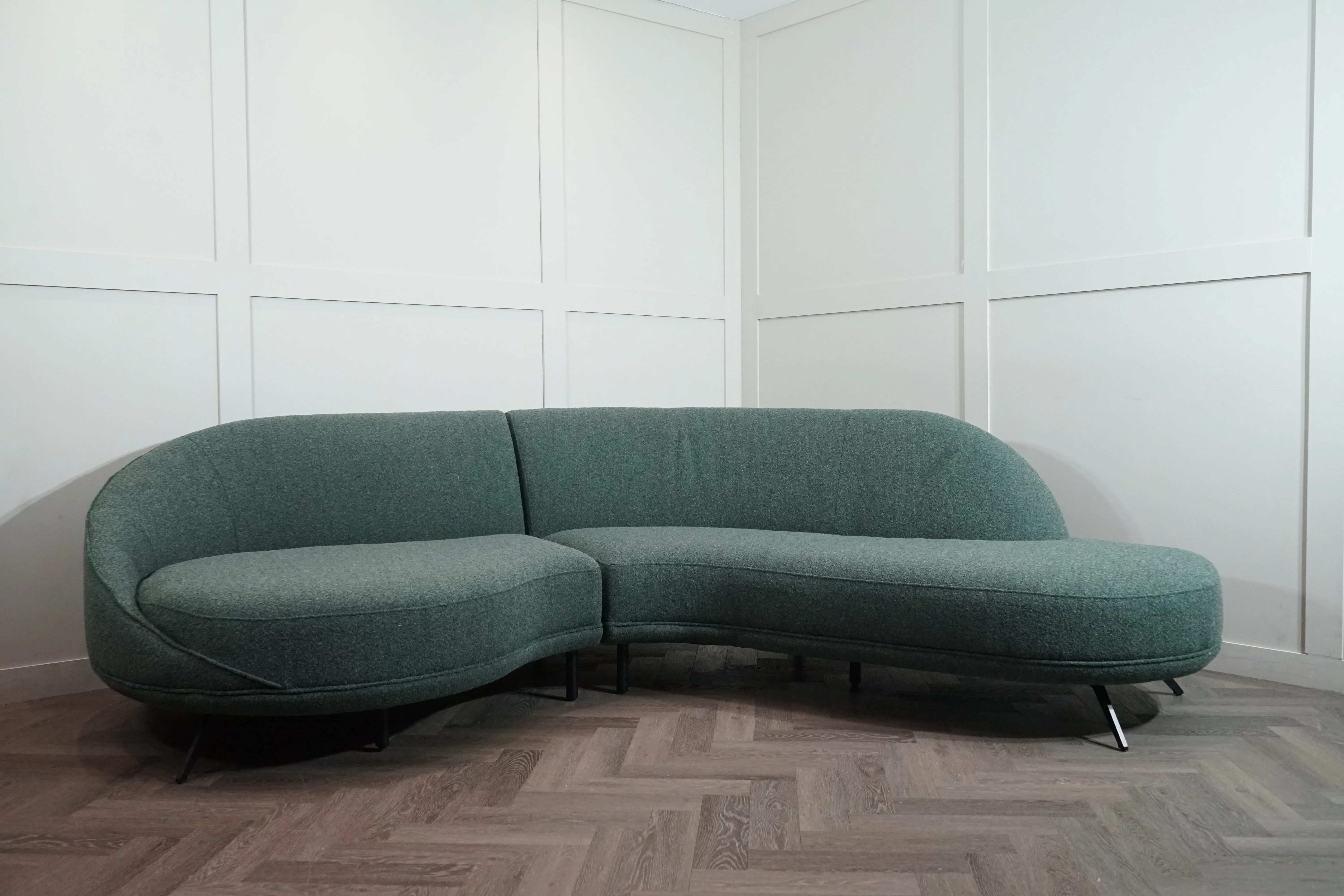 Lorenze Large 4 Seater RHF Chaise End Sofa & Footstool, Fern Green - Image 6