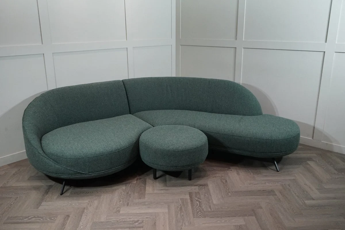 Lorenze Large 4 Seater RHF Chaise End Sofa & Footstool, Fern Green - Image 8