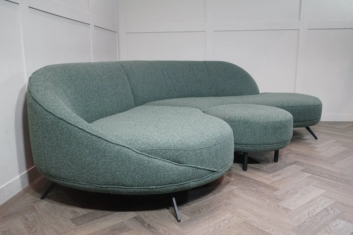 Lorenze Large 4 Seater RHF Chaise End Sofa & Footstool, Fern Green - Image 9