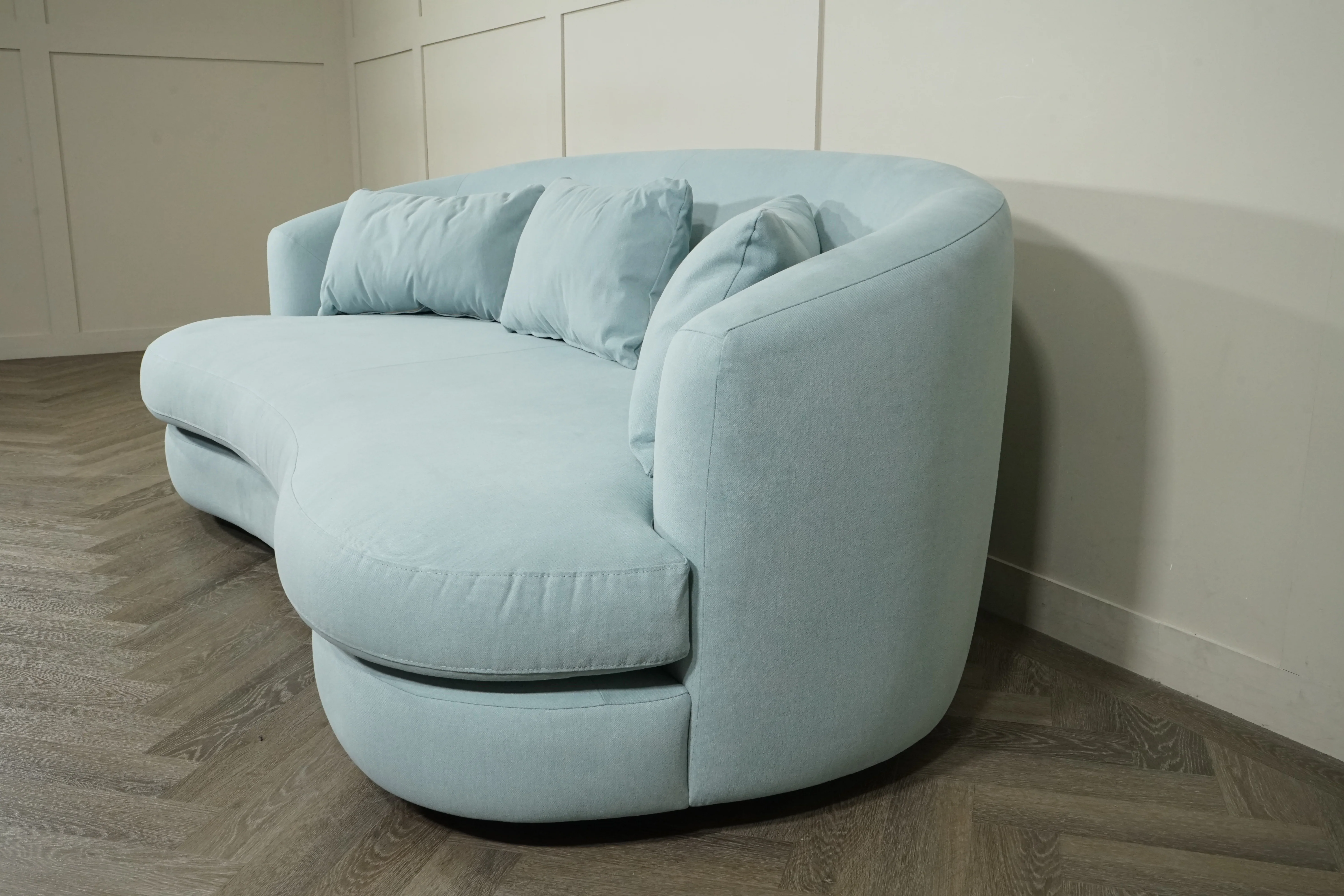 Lozenge Large 3 Seater Sofa, Cotton Powder Blue - Image 6