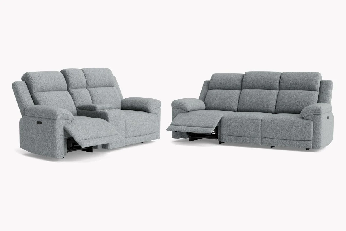 Lucius 3 + 2 Seater Power Recliner Sofas, Vespa Grey