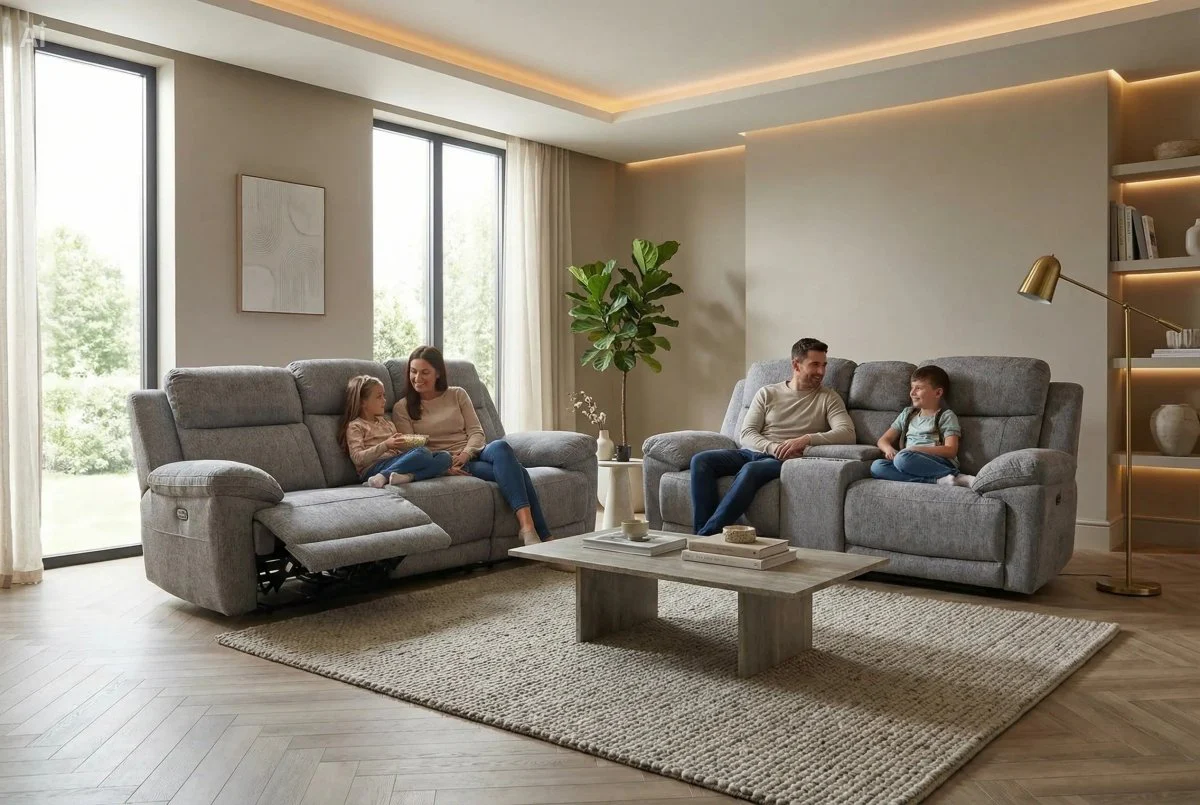 Lucius 3 + 2 Seater Power Recliner Sofas, Vespa Grey - Image 2