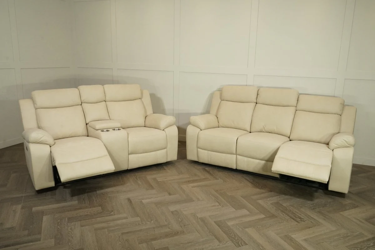 Lugano 3 + 2 Fabric Power Recliner Sofa Set, Velour Sand - Image 10