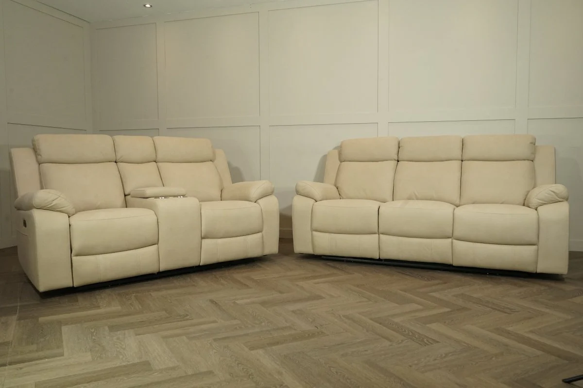 Lugano 3 + 2 Fabric Power Recliner Sofa Set, Velour Sand - Image 6