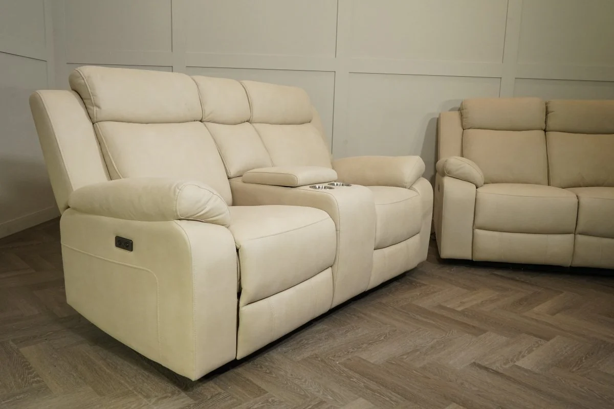 Lugano 3 + 2 Fabric Power Recliner Sofa Set, Velour Sand - Image 7