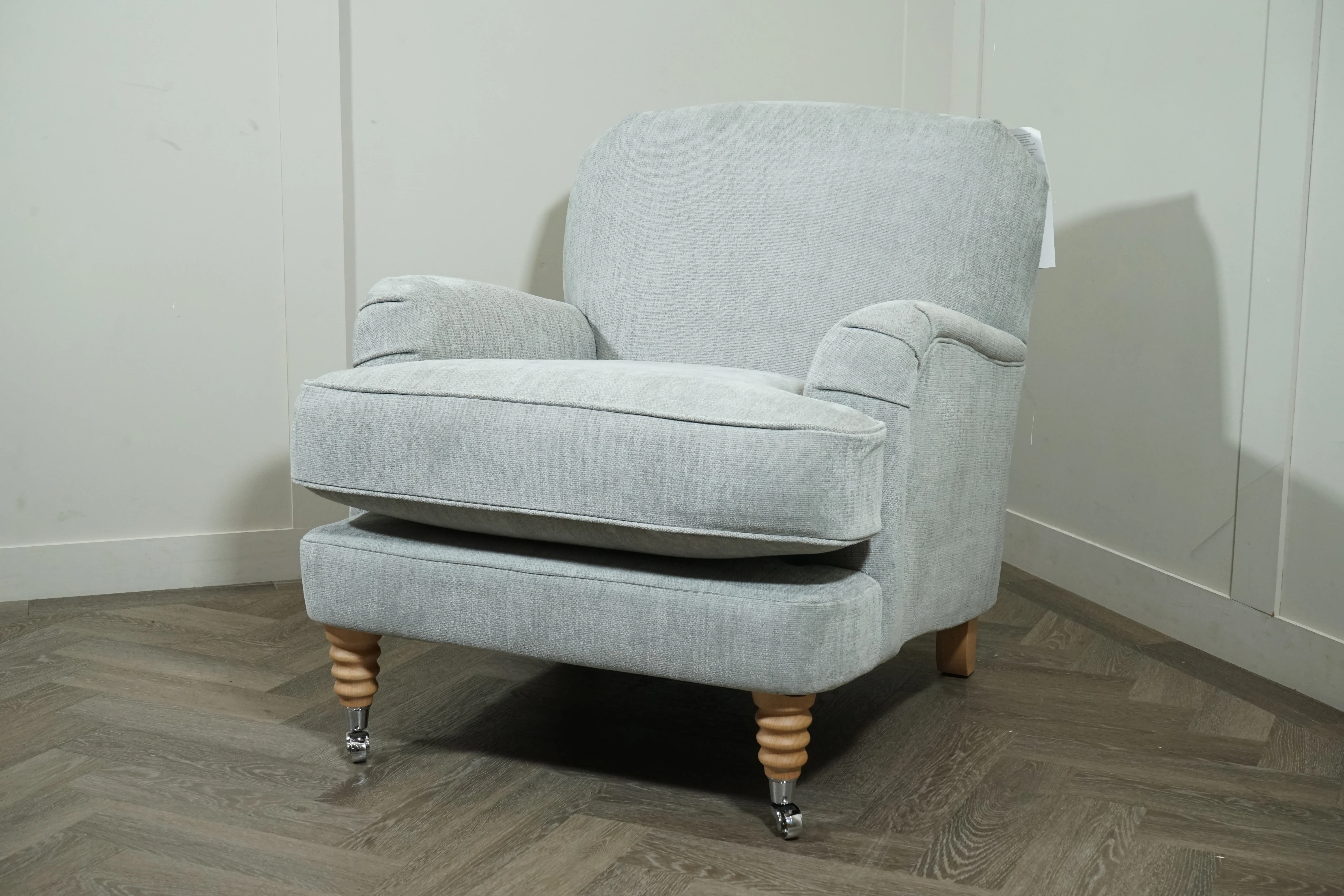 Laura Ashley Lynden Armchair, Oak Leg, Orla Pale Steel - Image 4