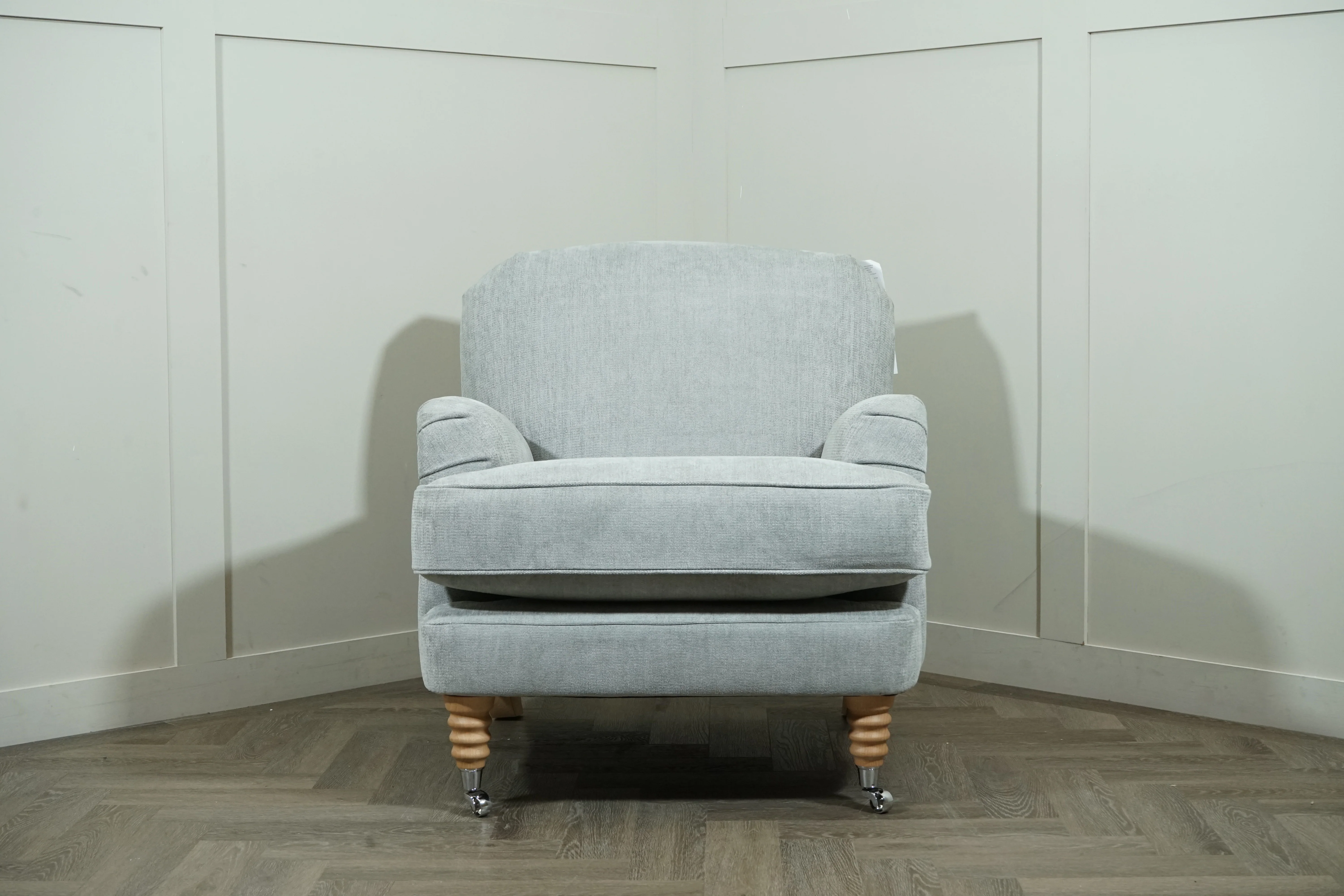 Laura Ashley Lynden Armchair, Oak Leg, Orla Pale Steel - Image 6