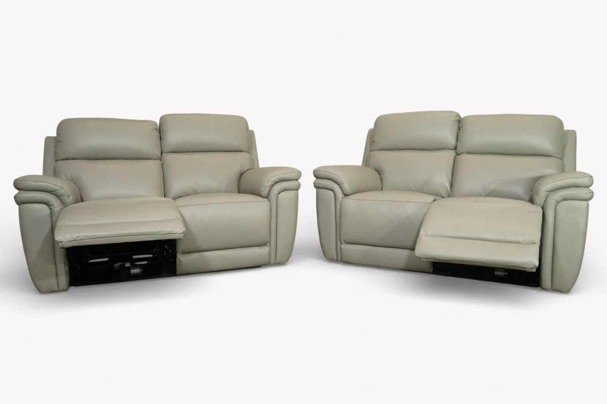 Maer 2 + 2 Seater Leather Power Reclining Sofa Set, Cloudy Grey