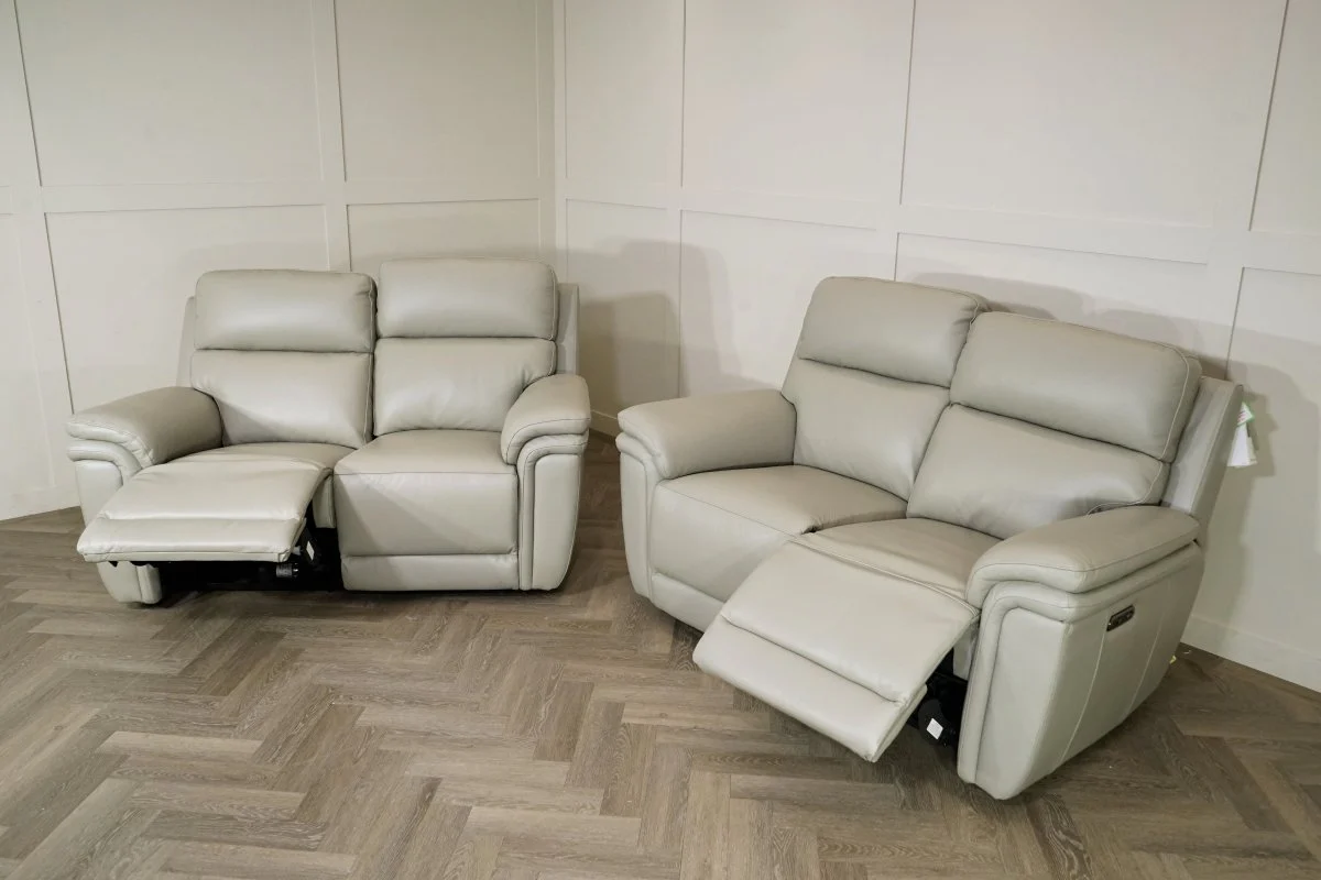 Maer 2 + 2 Seater Leather Power Reclining Sofa Set, Cloudy Grey - Image 11