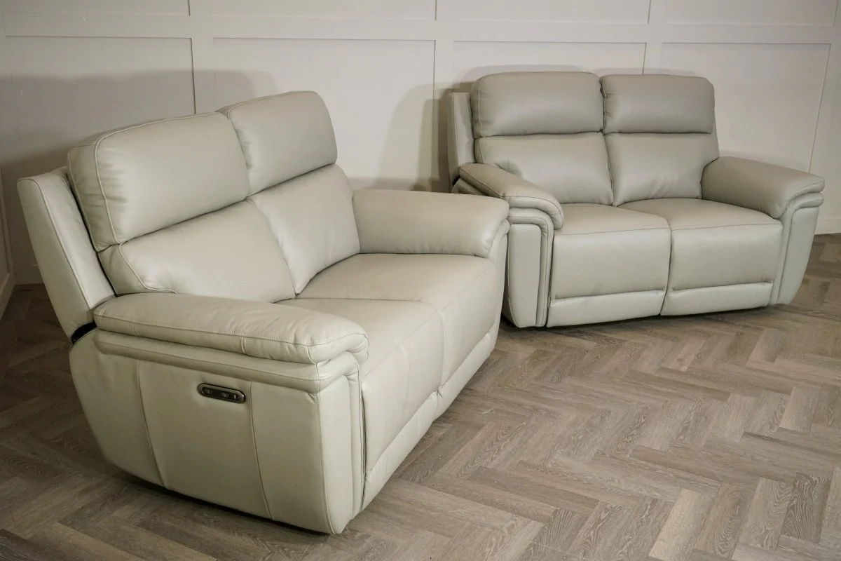 Maer 2 + 2 Seater Leather Power Reclining Sofa Set, Cloudy Grey - Image 13