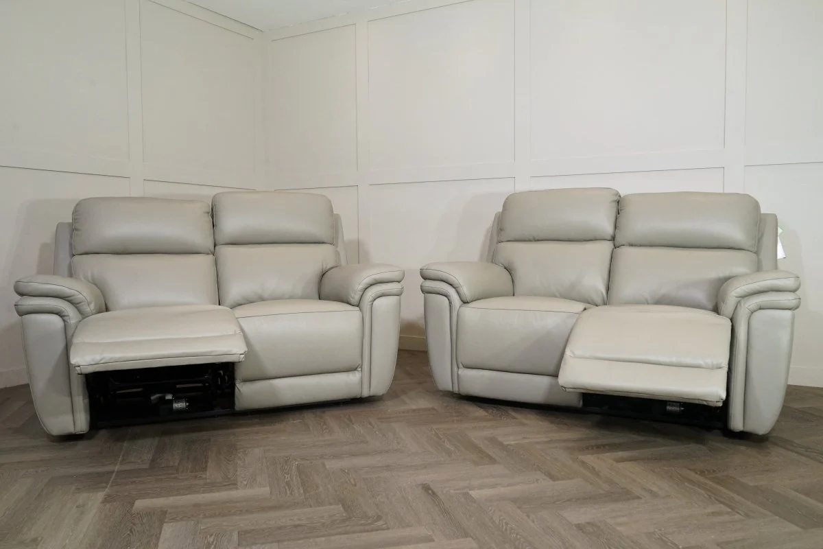 Maer 2 + 2 Seater Leather Power Reclining Sofa Set, Cloudy Grey - Image 4