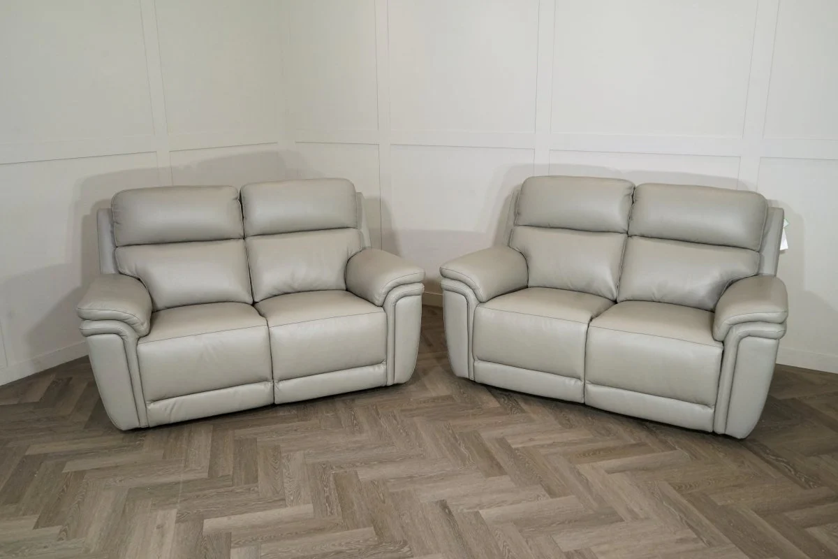 Maer 2 + 2 Seater Leather Power Reclining Sofa Set, Cloudy Grey - Image 8