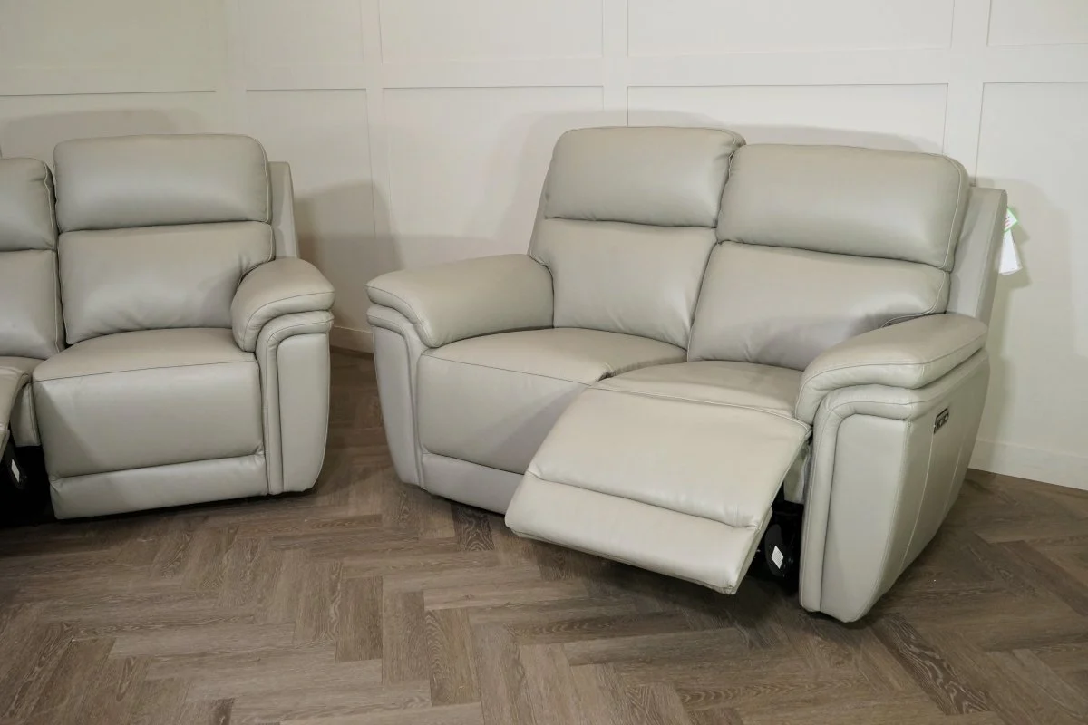 Maer 2 + 2 Seater Leather Power Reclining Sofa Set, Cloudy Grey - Image 9