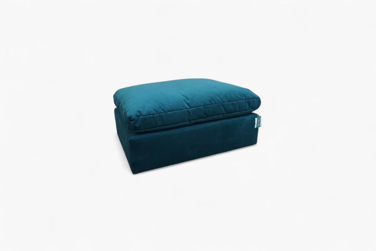 Mellow Footstool, Plush Velvet Teal