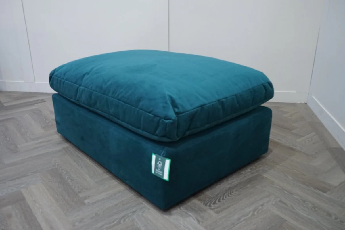 Mellow Footstool, Plush Velvet Teal - Image 2