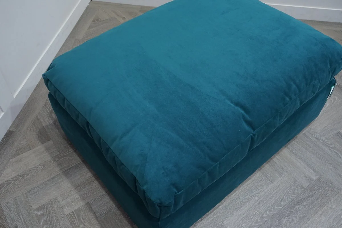 Mellow Footstool, Plush Velvet Teal - Image 3
