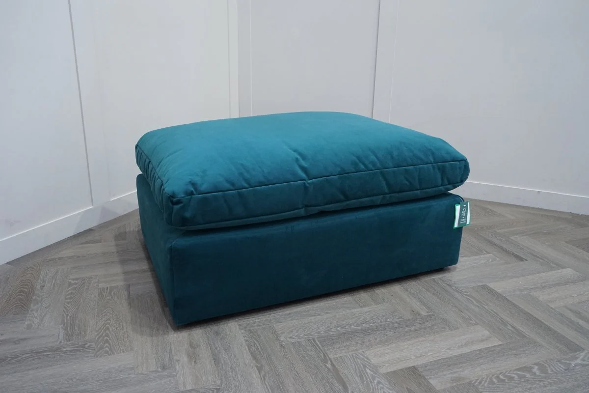 Mellow Footstool, Plush Velvet Teal - Image 4