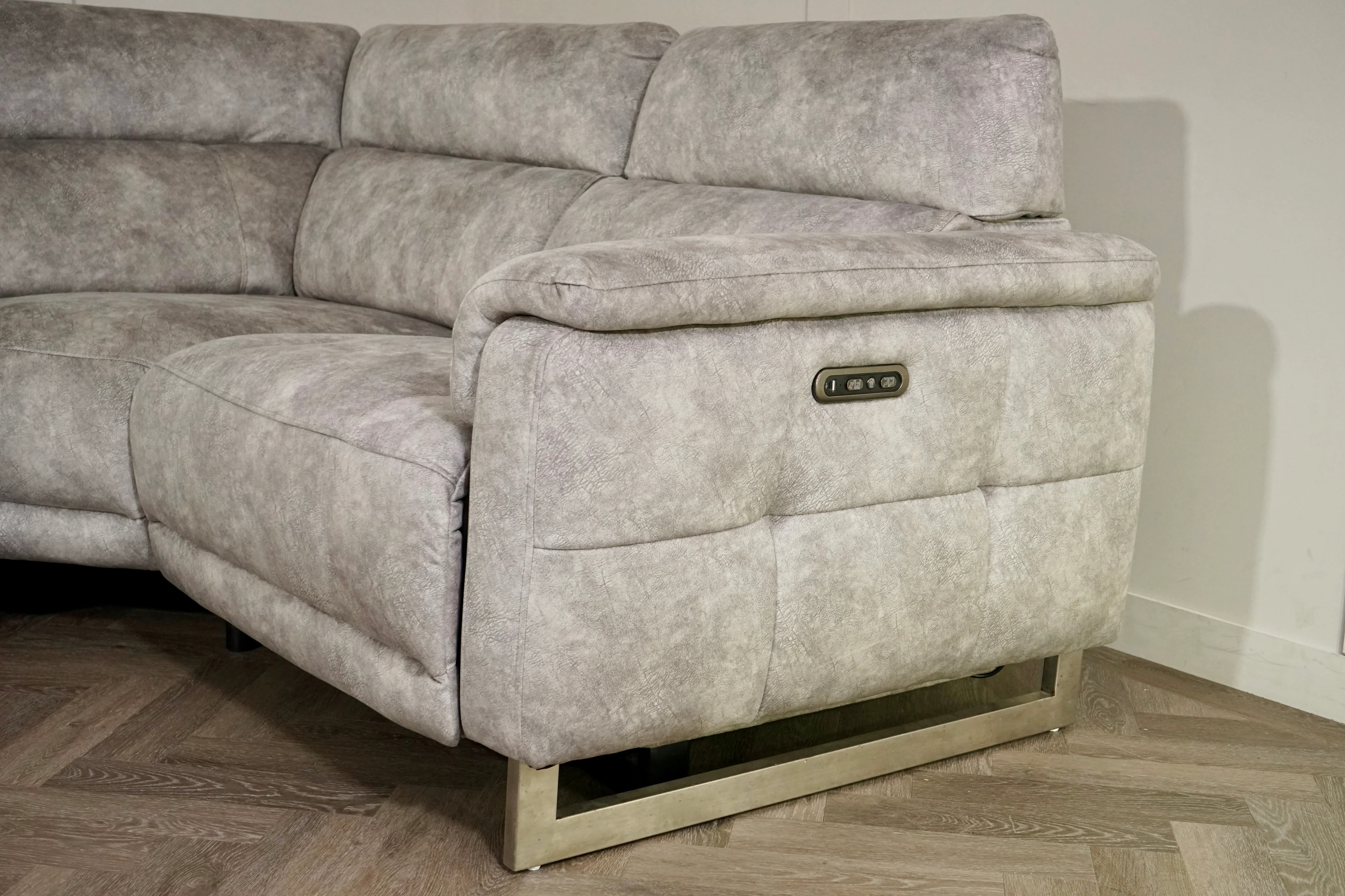 Monet RHF Power Recliner Corner Sofa with Power Headrests, Marble Stone - Image 10