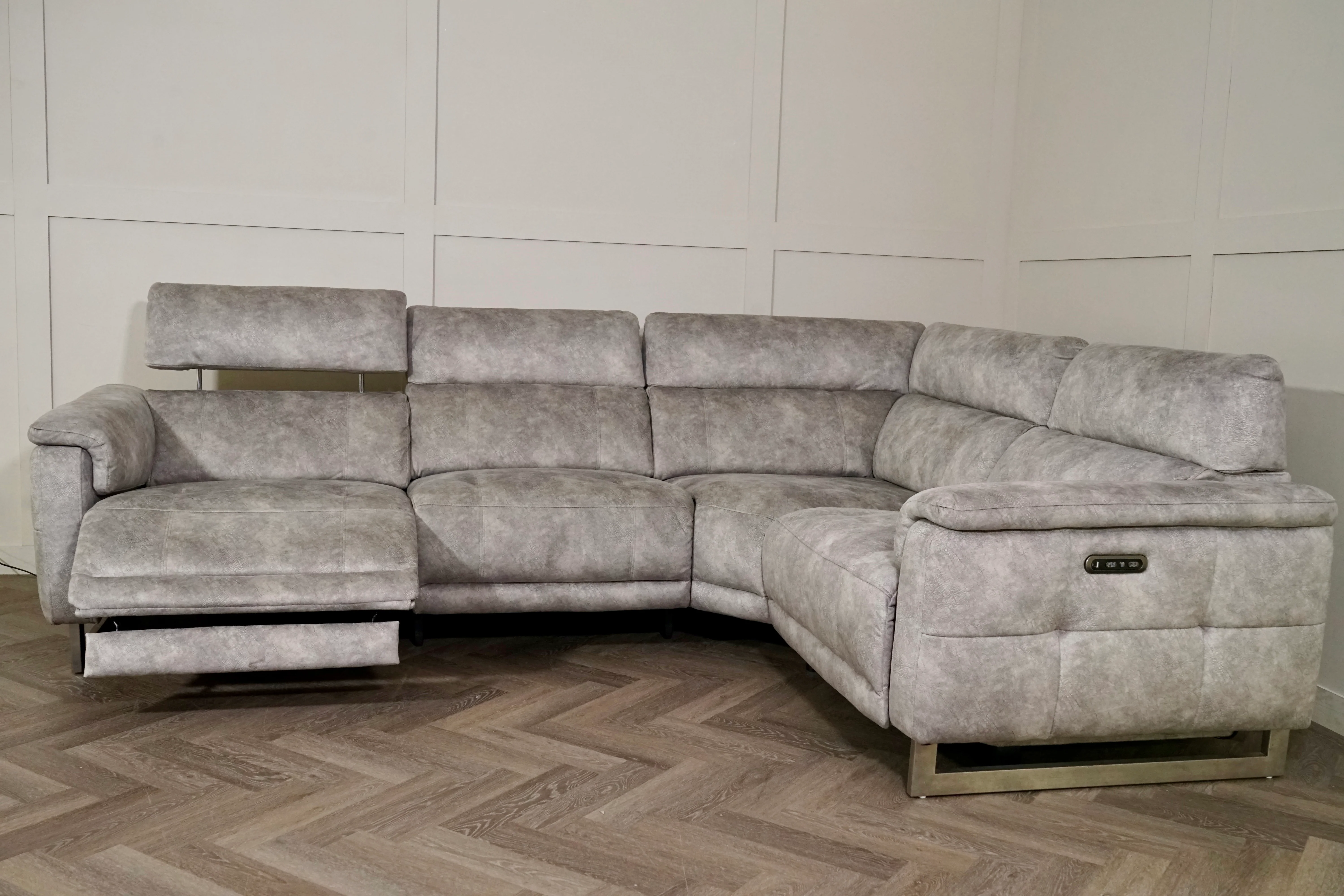 Monet RHF Power Recliner Corner Sofa with Power Headrests, Marble Stone - Image 11