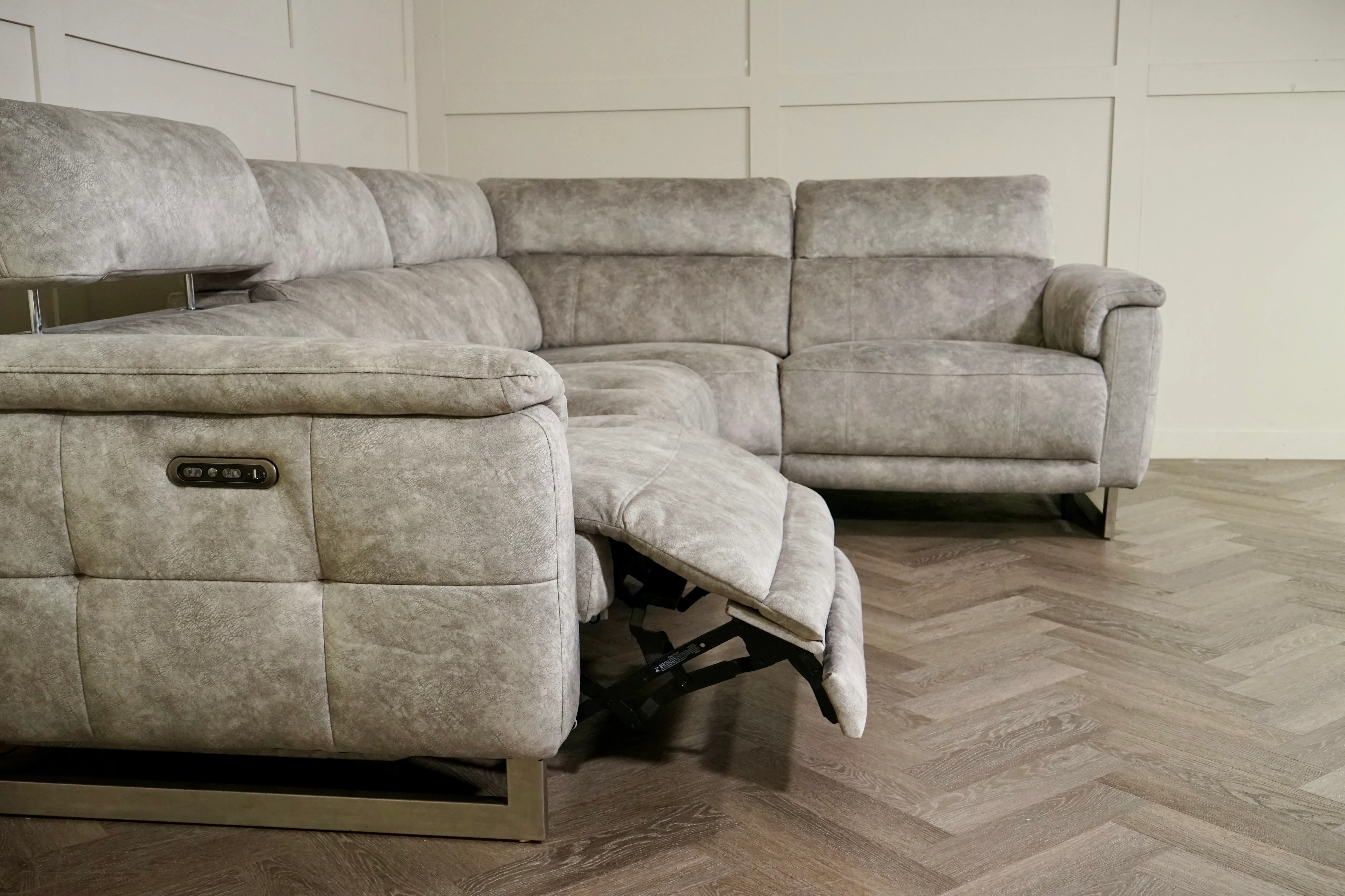 Monet RHF Power Recliner Corner Sofa with Power Headrests, Marble Stone - Image 13