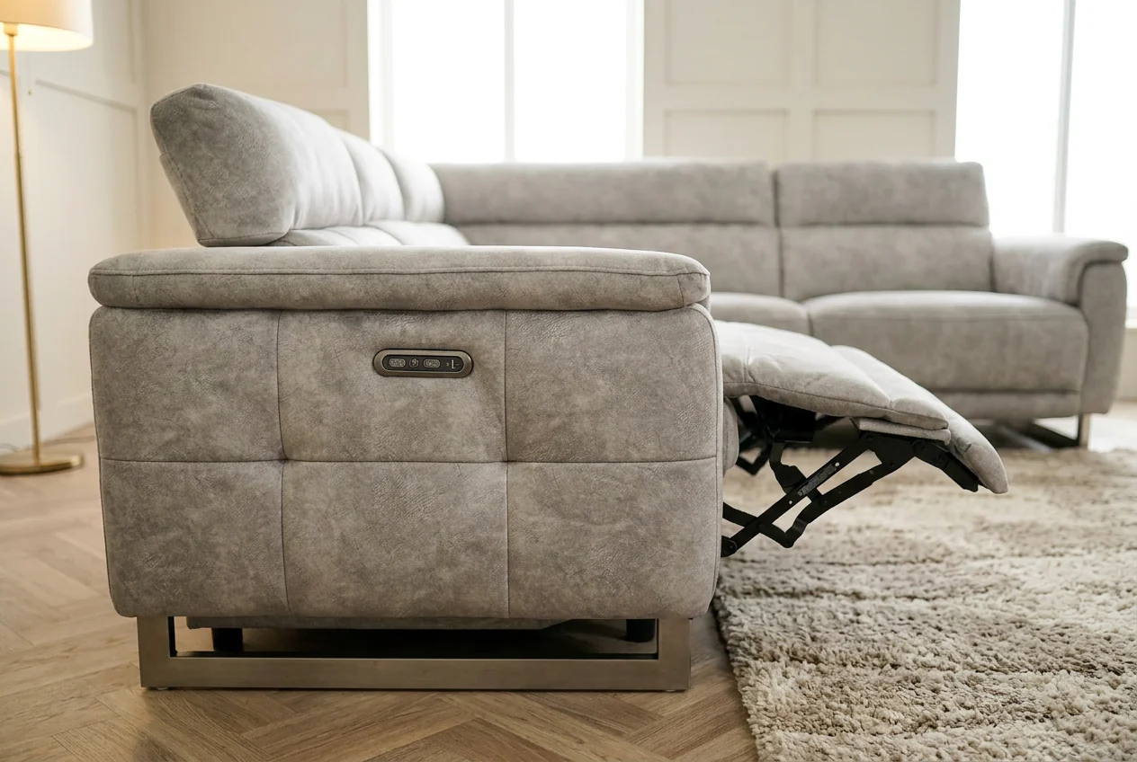 Monet RHF Power Recliner Corner Sofa with Power Headrests, Marble Stone - Image 3