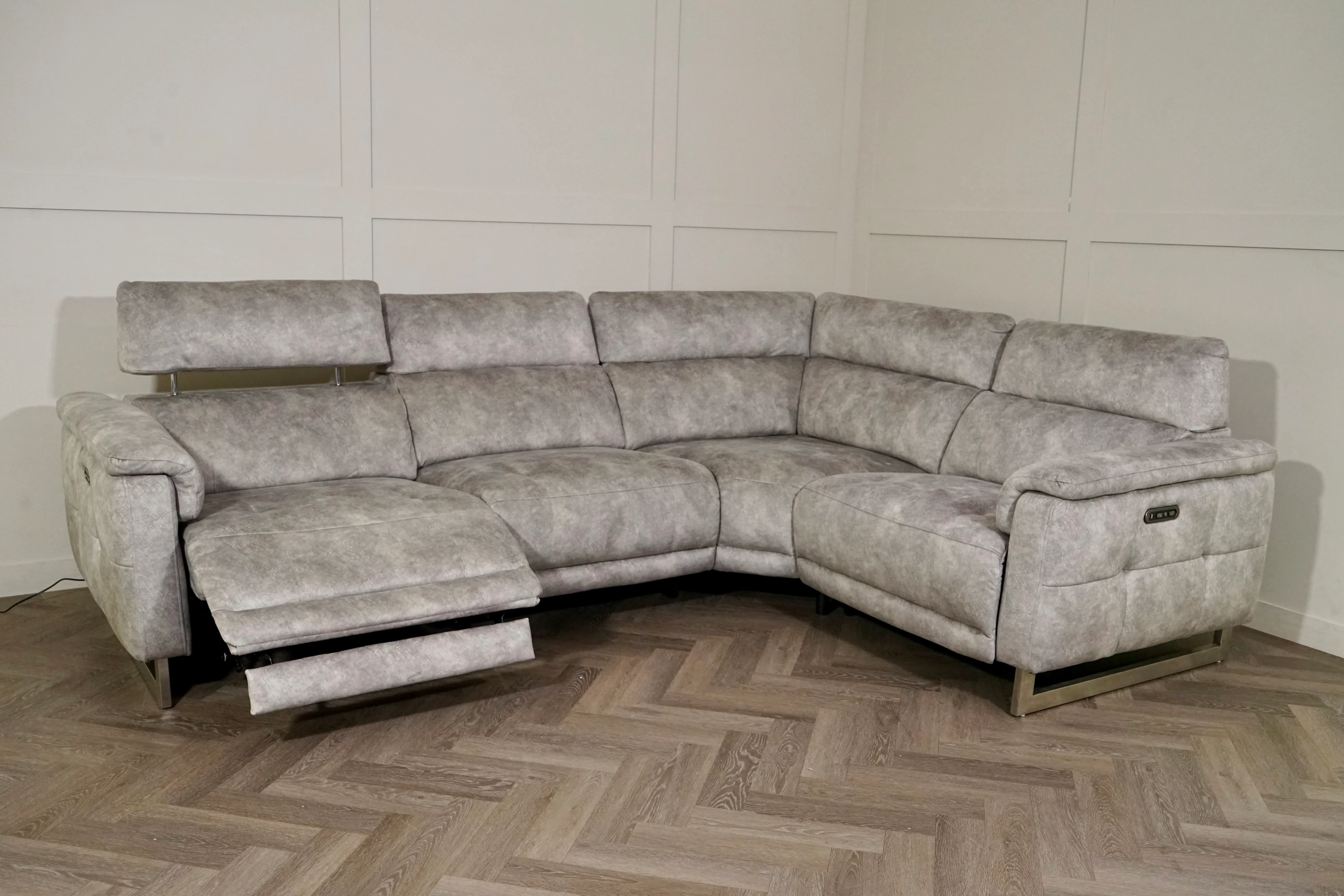 Monet RHF Power Recliner Corner Sofa with Power Headrests, Marble Stone - Image 5