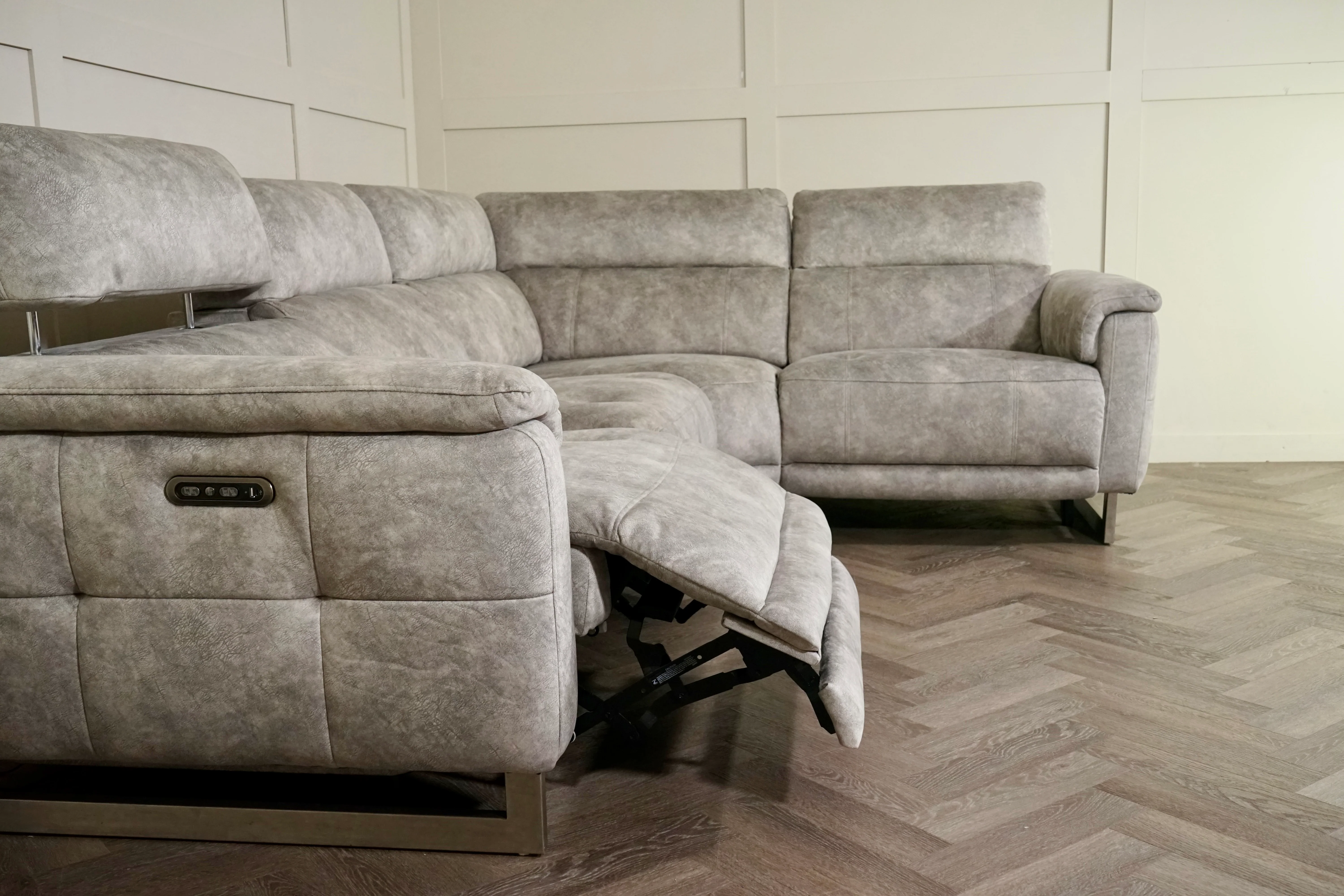 Monet RHF Power Recliner Corner Sofa with Power Headrests, Marble Stone - Image 6
