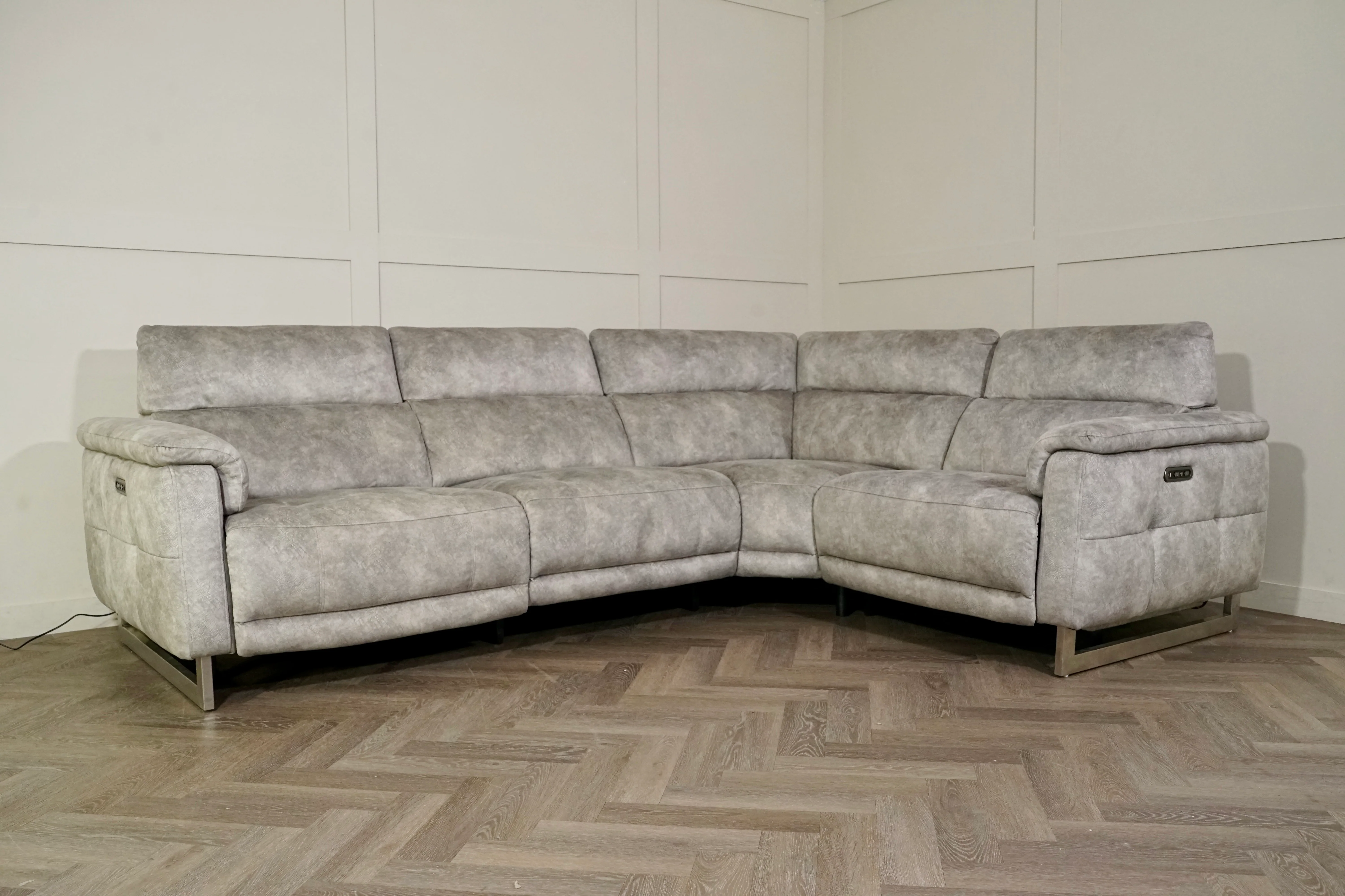 Monet RHF Power Recliner Corner Sofa with Power Headrests, Marble Stone - Image 7