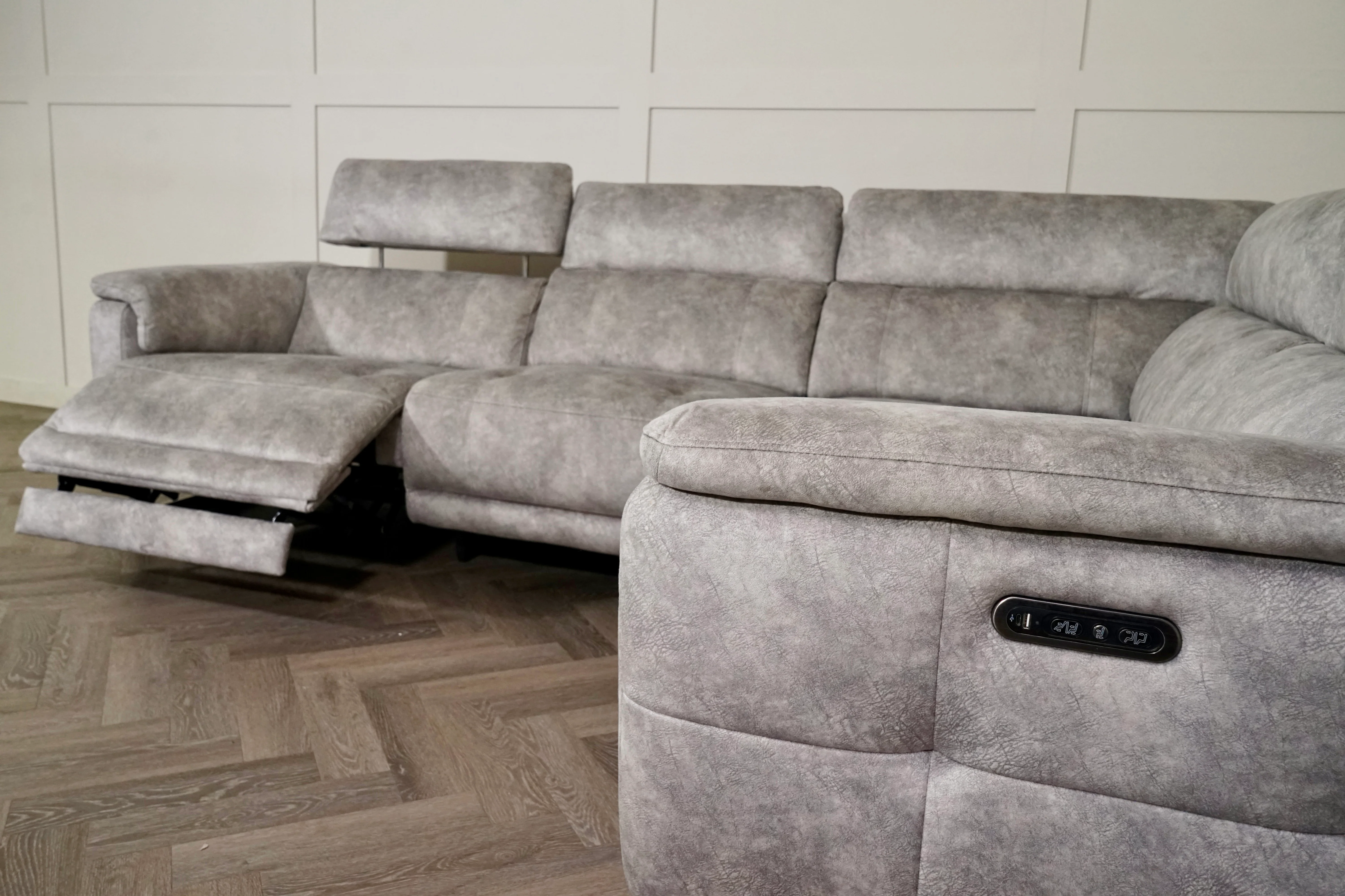Monet RHF Power Recliner Corner Sofa with Power Headrests, Marble Stone - Image 9