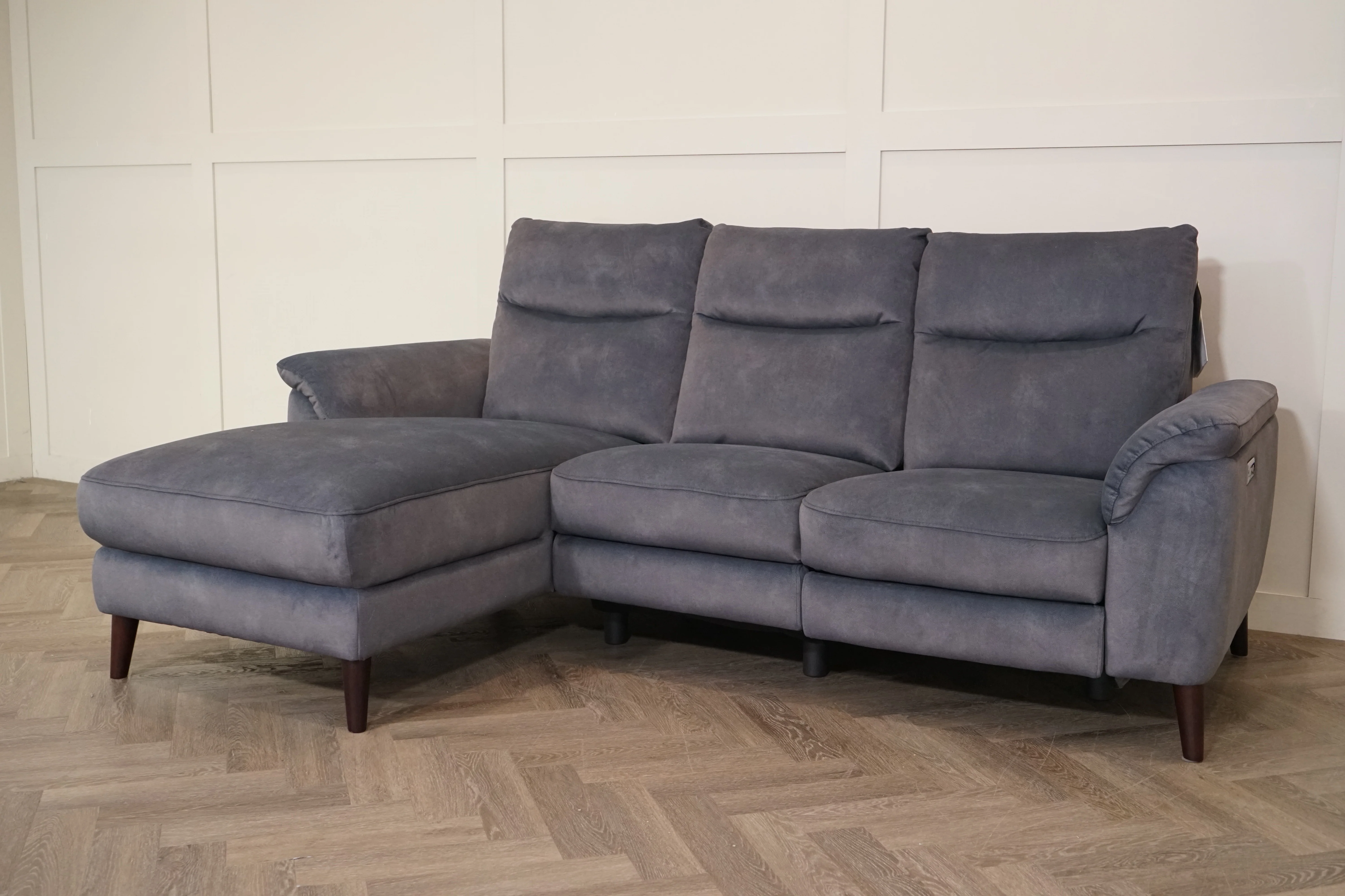 Morgan Fabric 3 Seater Power Recliner Sofa with Chaise End, Dexter Grey - Image 4