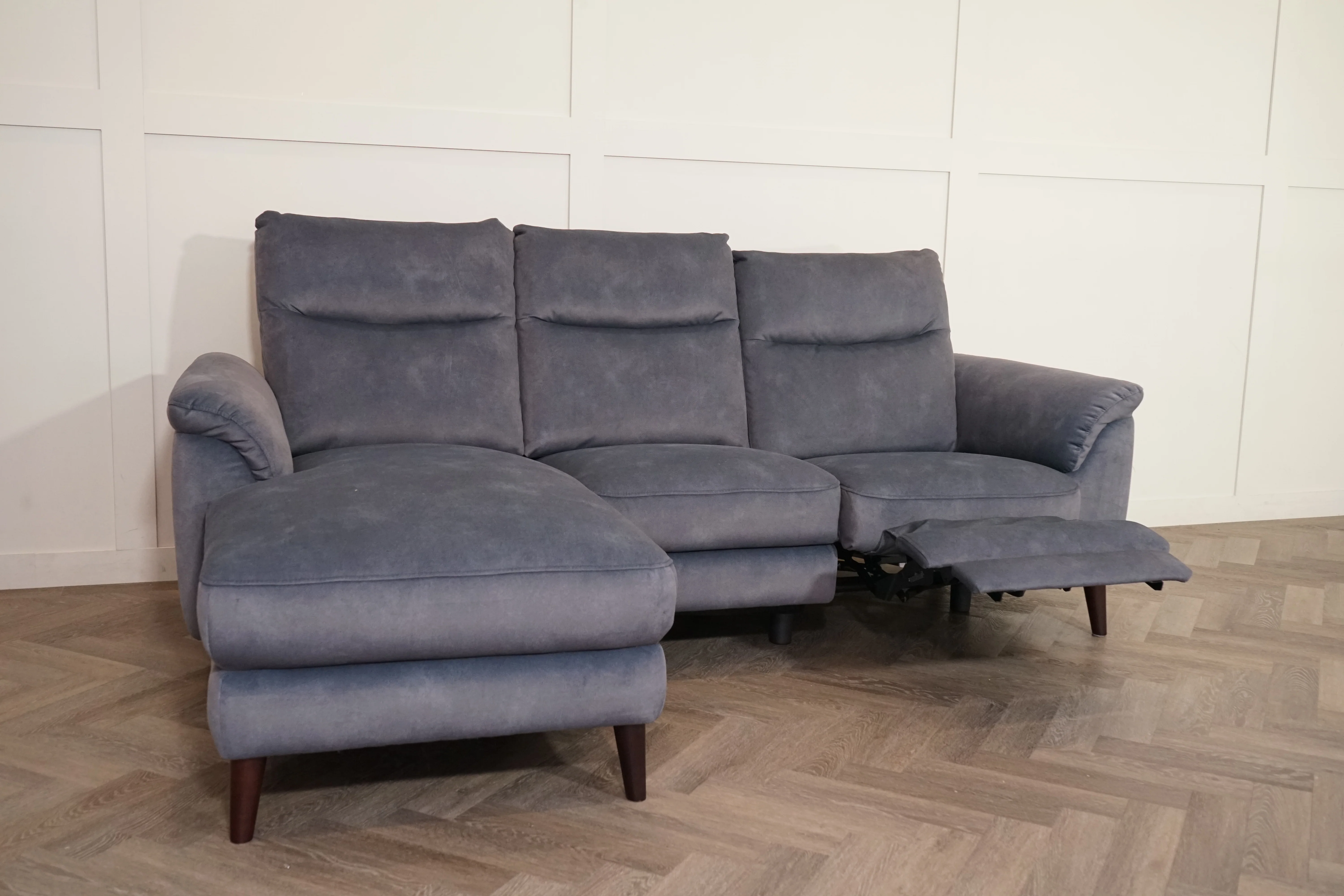 Morgan Fabric 3 Seater Power Recliner Sofa with Chaise End, Dexter Grey - Image 6