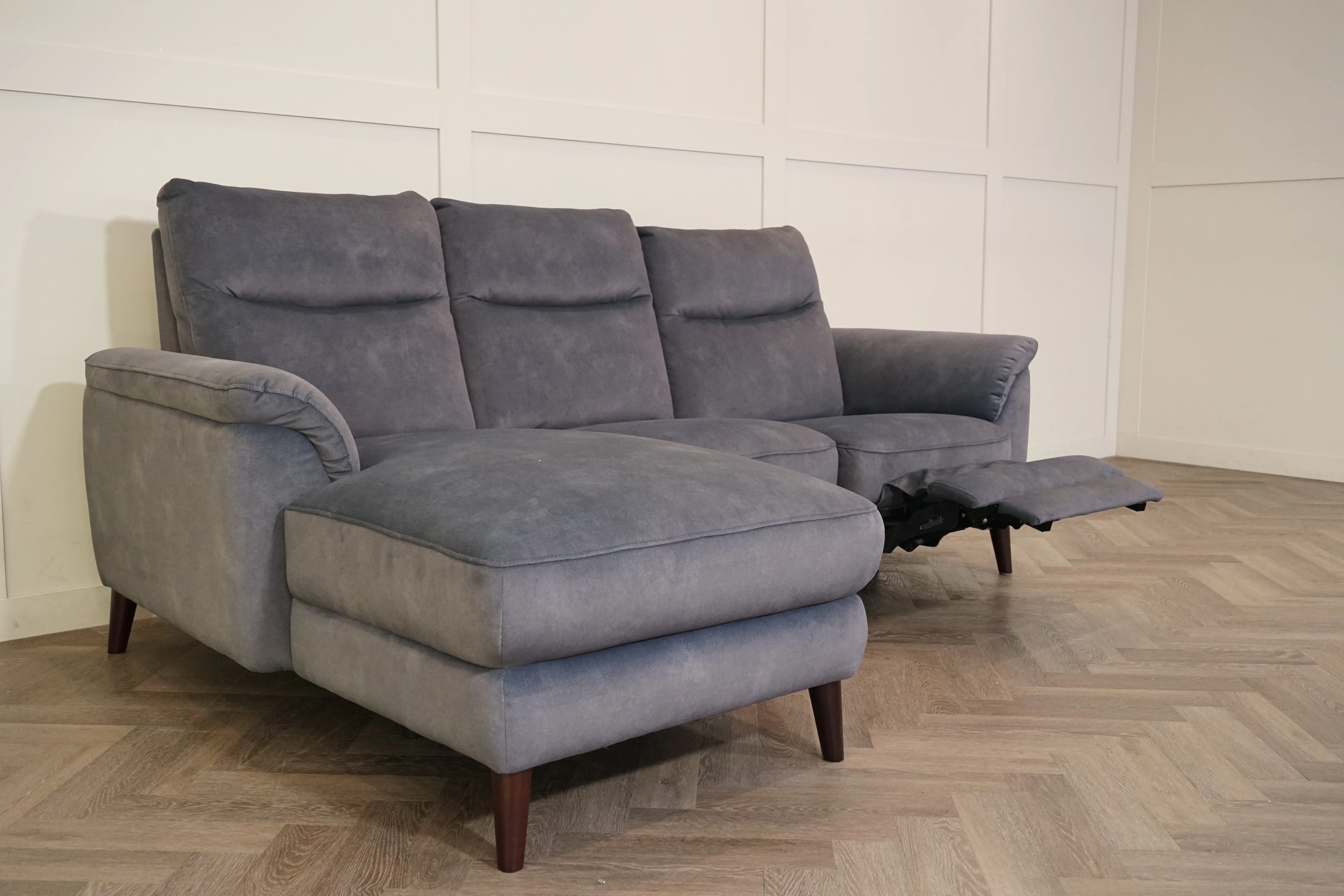 Morgan Fabric 3 Seater Power Recliner Sofa with Chaise End, Dexter Grey - Image 9