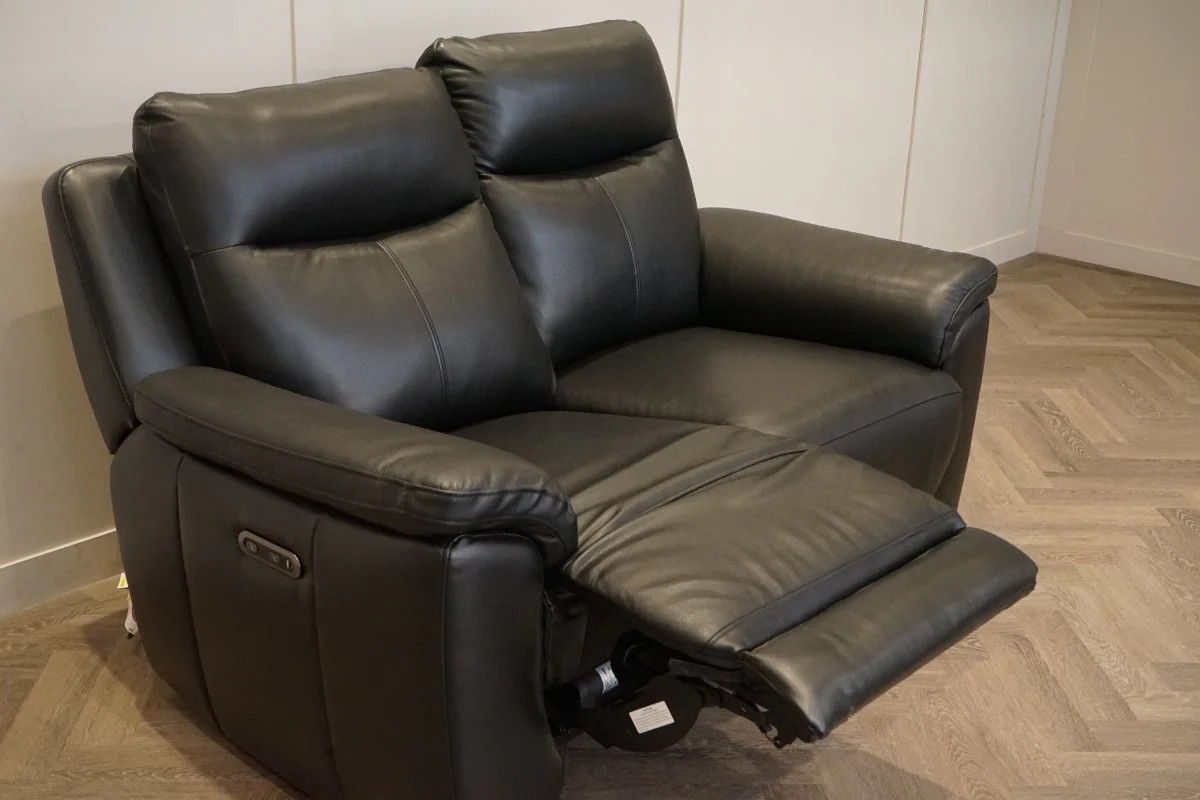 Navona 2 Seater Power Recliner Leather Sofa, Florida Black - Image 7