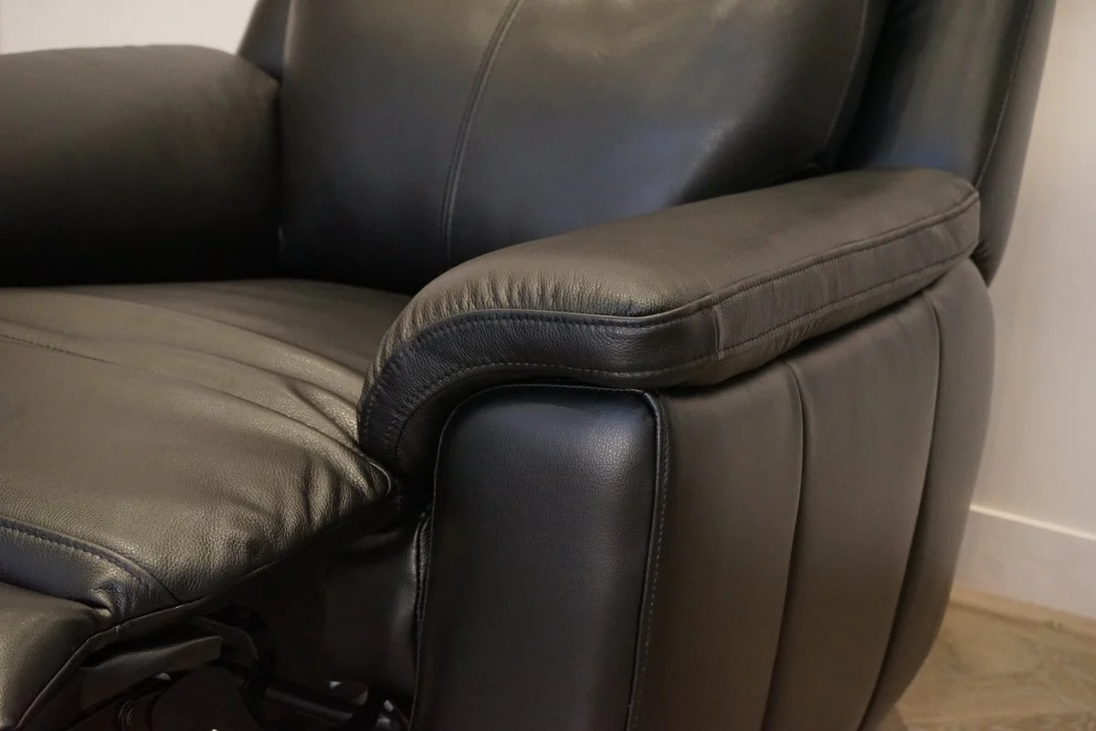 Navona 3+1+1 Seater Power Recliner Leather Sofa Set, Florida Black - Image 6