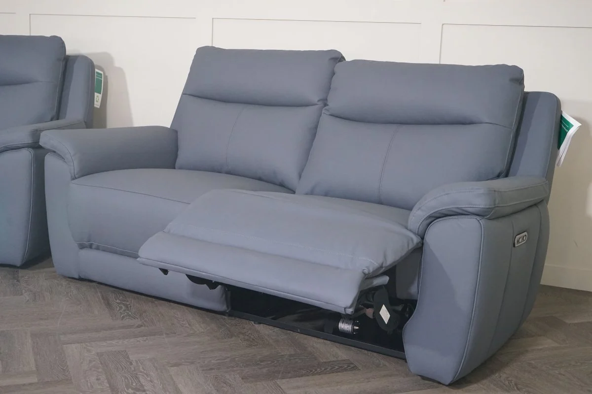 Navona Leather 3 & 2 Seater Power Recliner Sofa, Arden Slate - Image 7