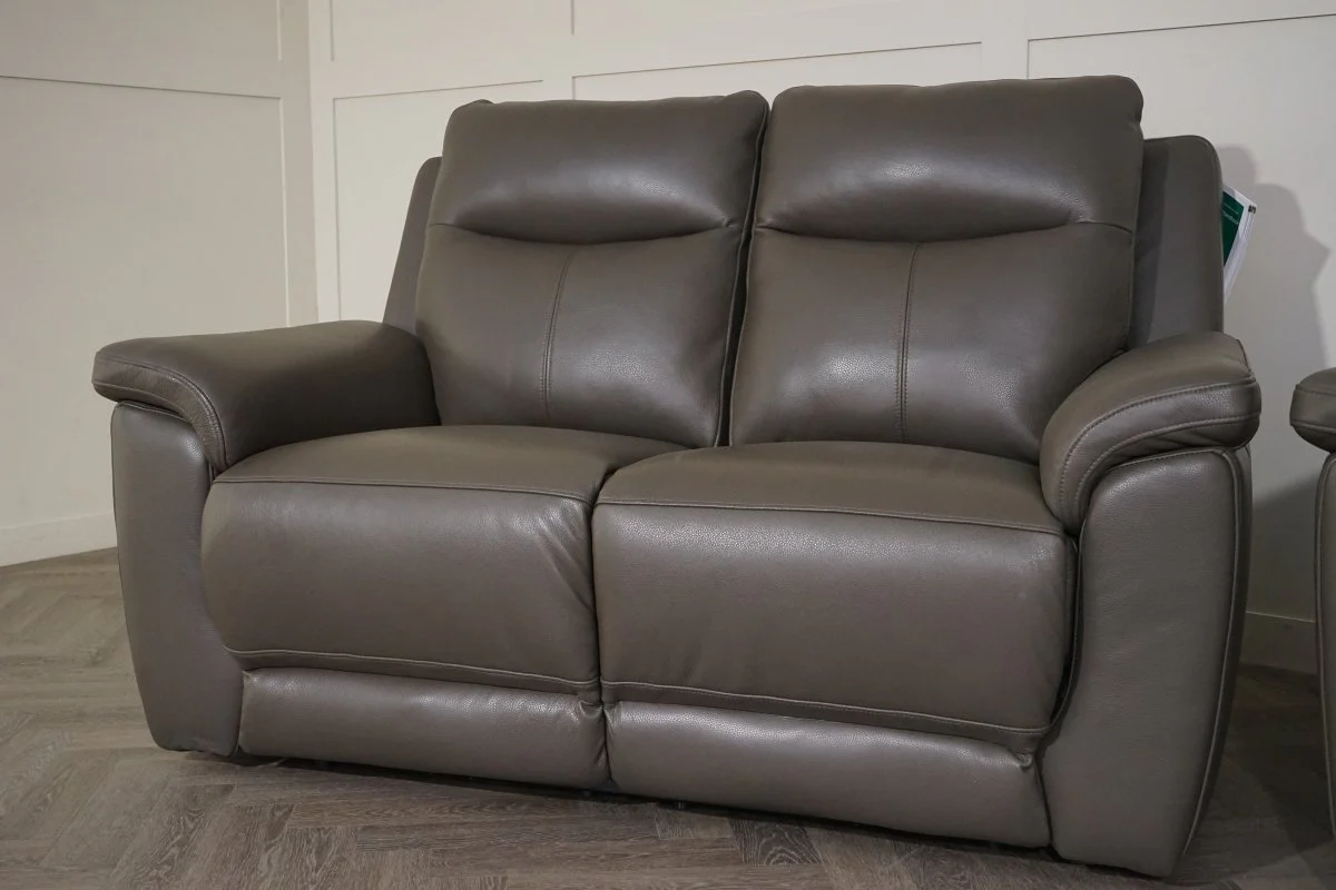 Navona Leather 3 & 2 Seater Power Recliner Sofa, Club Elephant Grey - Image 12