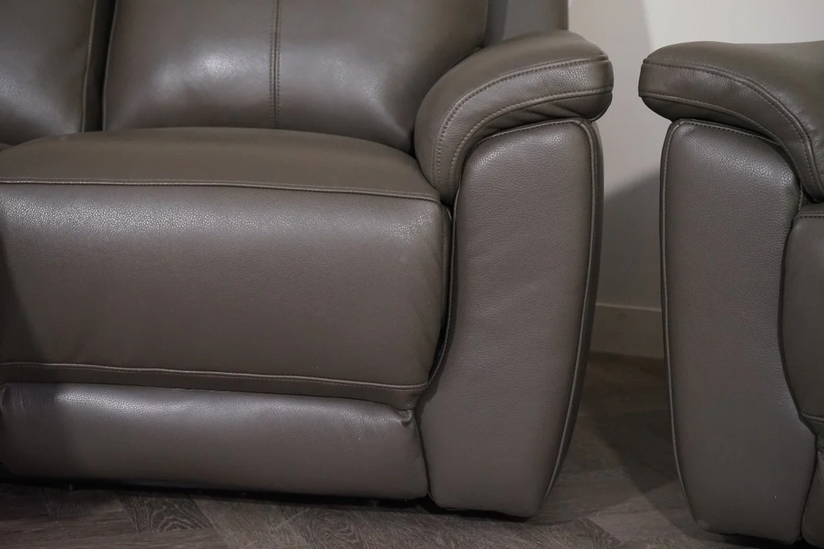 Navona Leather 3 & 2 Seater Power Recliner Sofa, Club Elephant Grey - Image 13