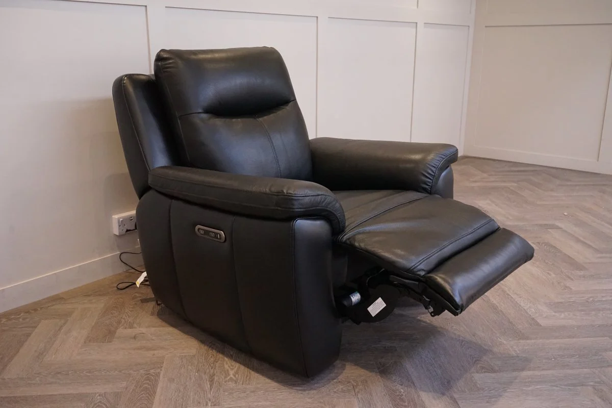 Navona Power Recliner Leather Armchair, Florida Black - Image 3